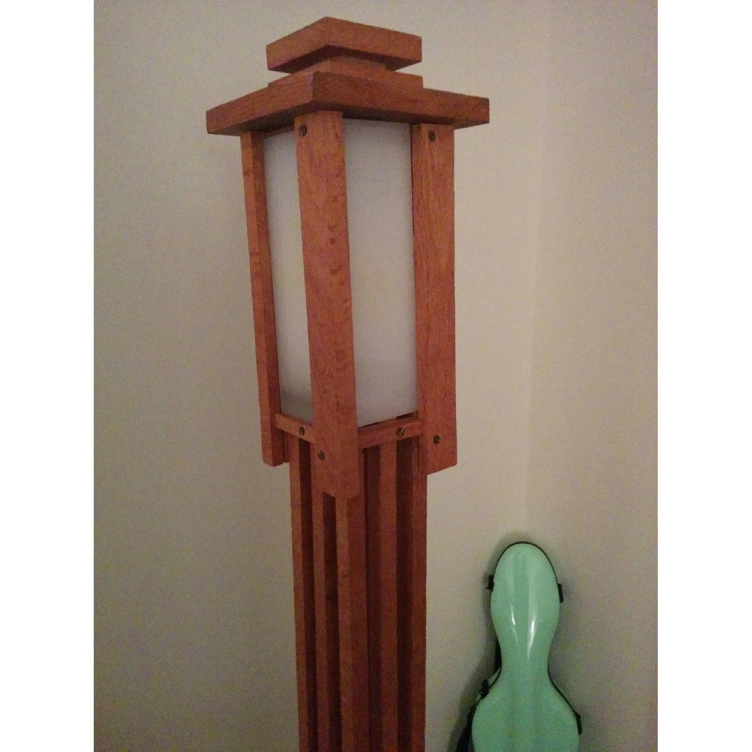 Vintage Handmade Craftsman Modern Arts Crafts Mission Oak Floor Lamp - image-3