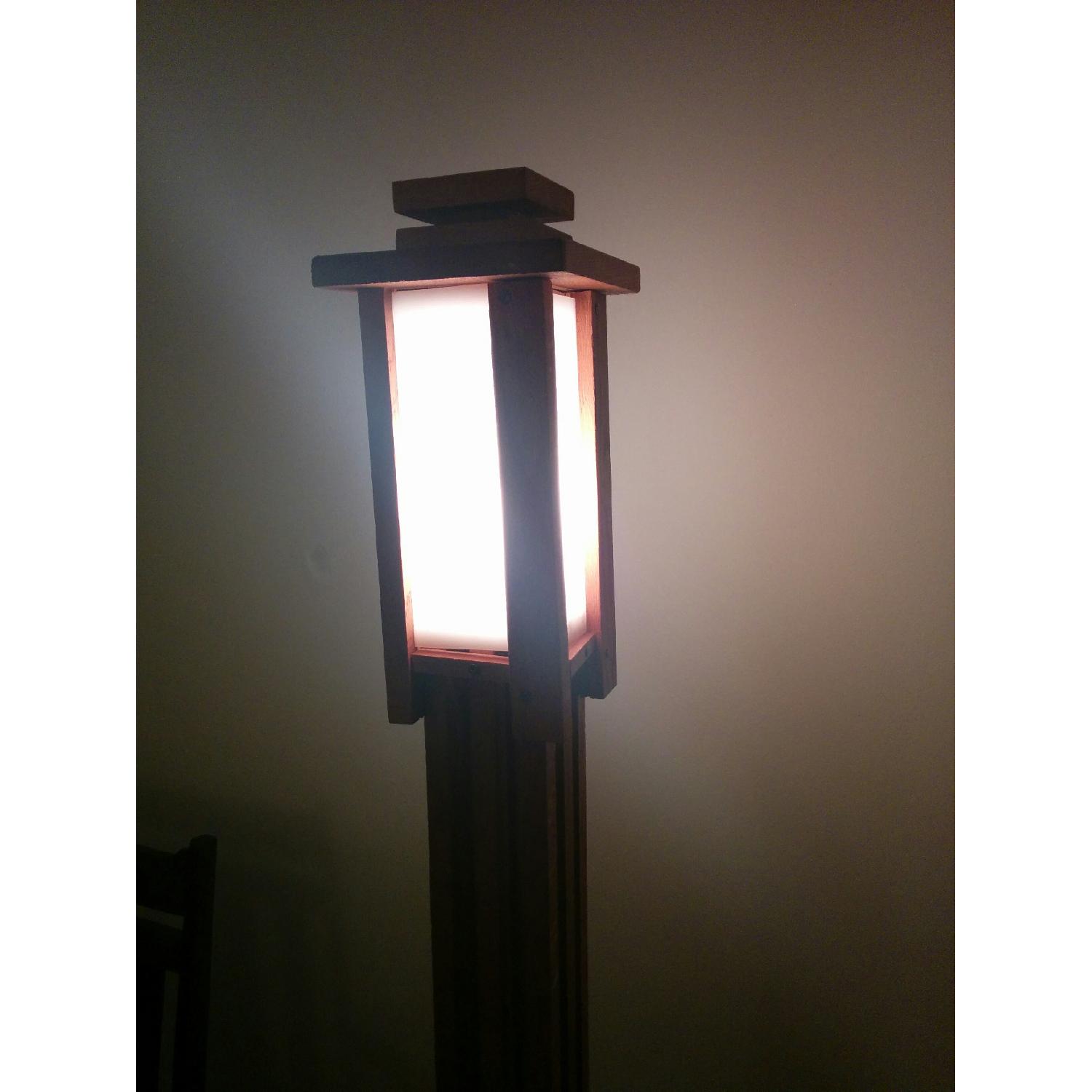 Vintage Handmade Craftsman Modern Arts Crafts Mission Oak Floor Lamp - image-4