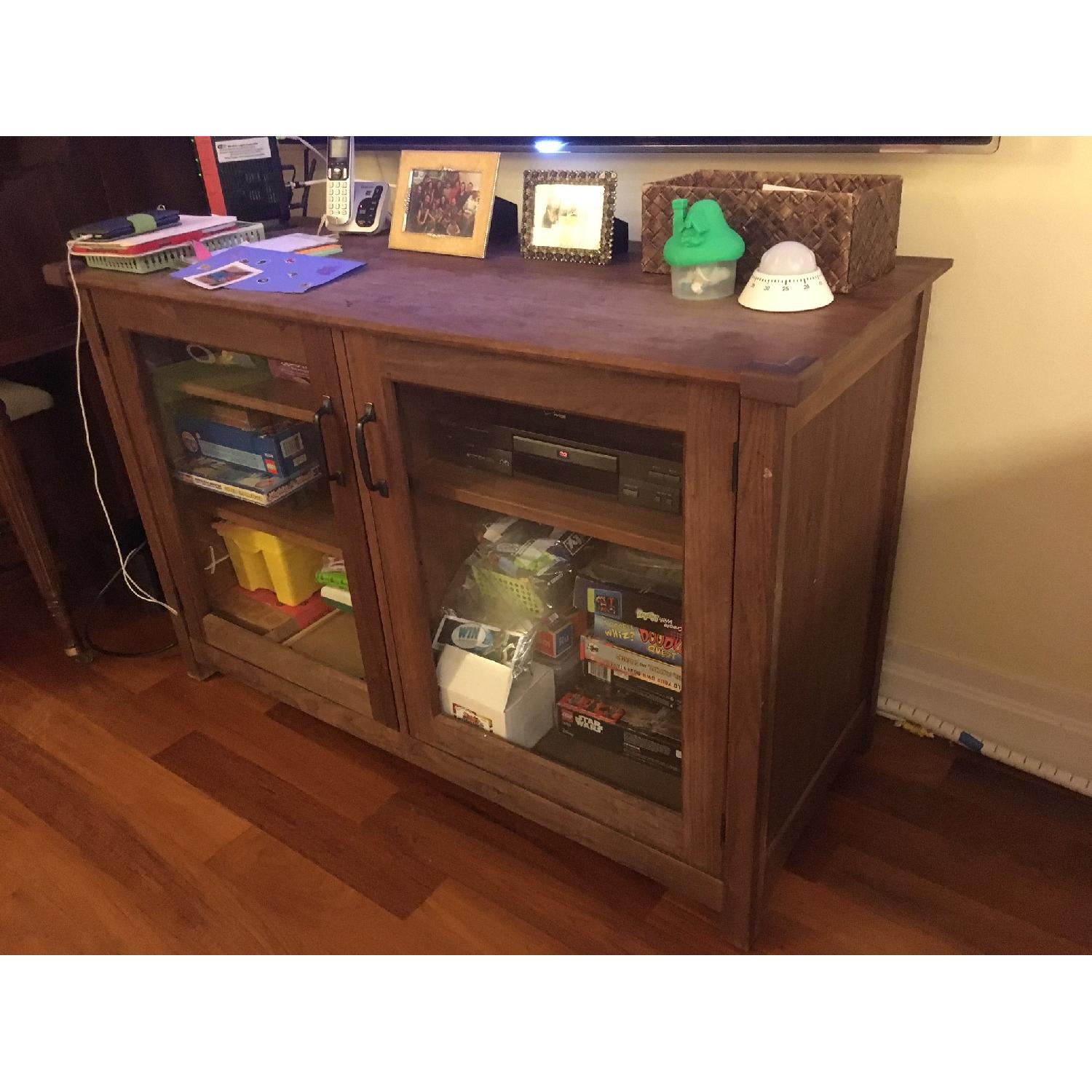 Crate and Barrel Ainsworth Walnut Media Console with Glass Doors - image-2