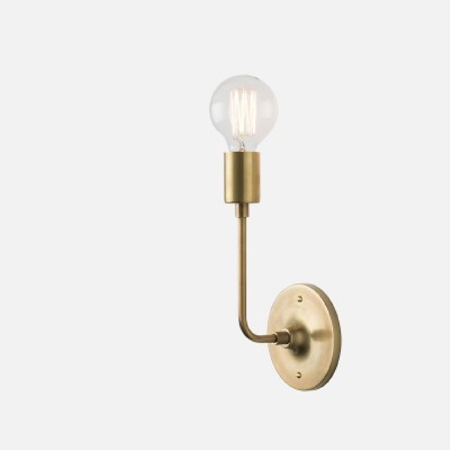 Schoolhouse Electric Natural Brass Wall Sconce - 2 Available, image size:1500x1500
