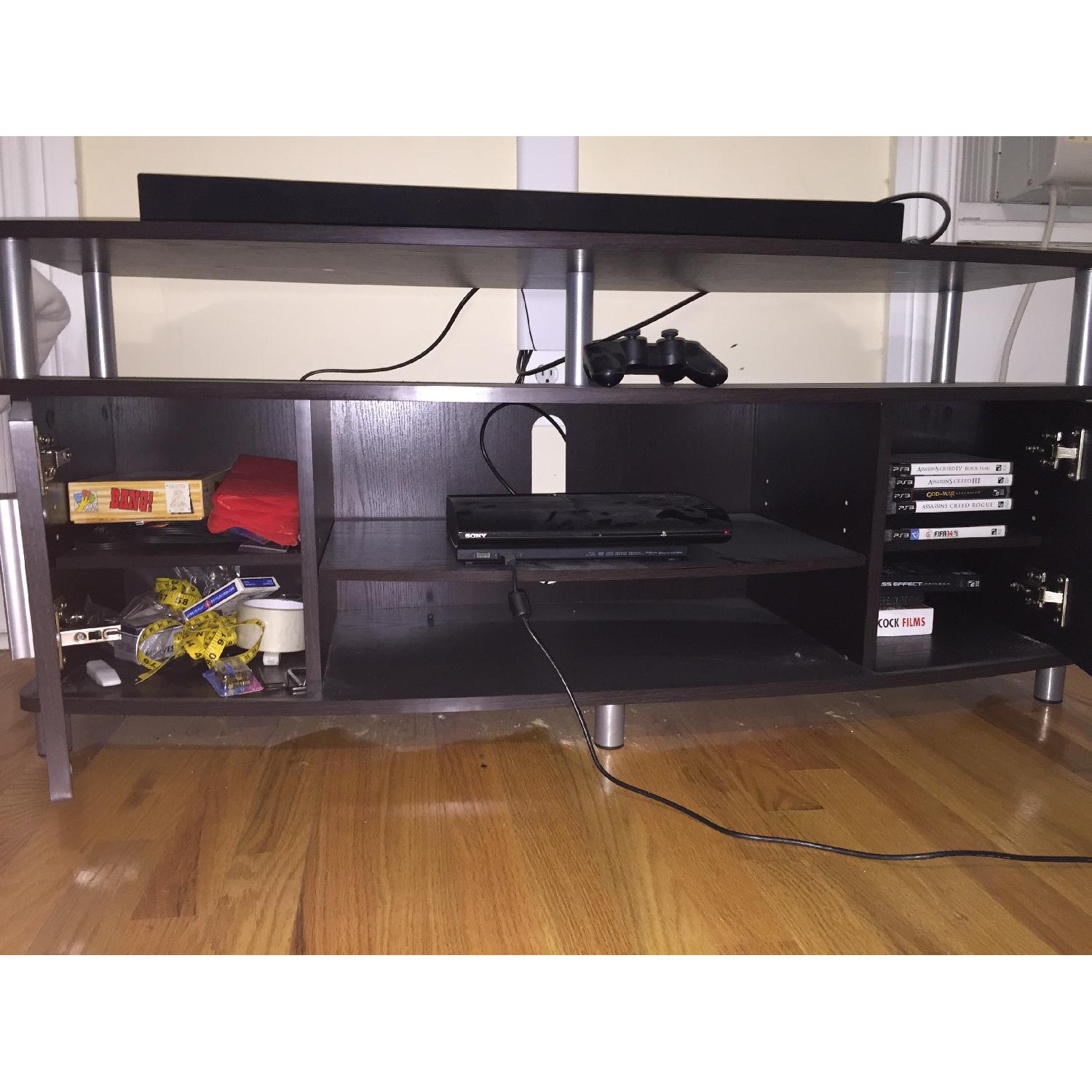 Walmart Carson Black & Cherry TV Stand - image-1