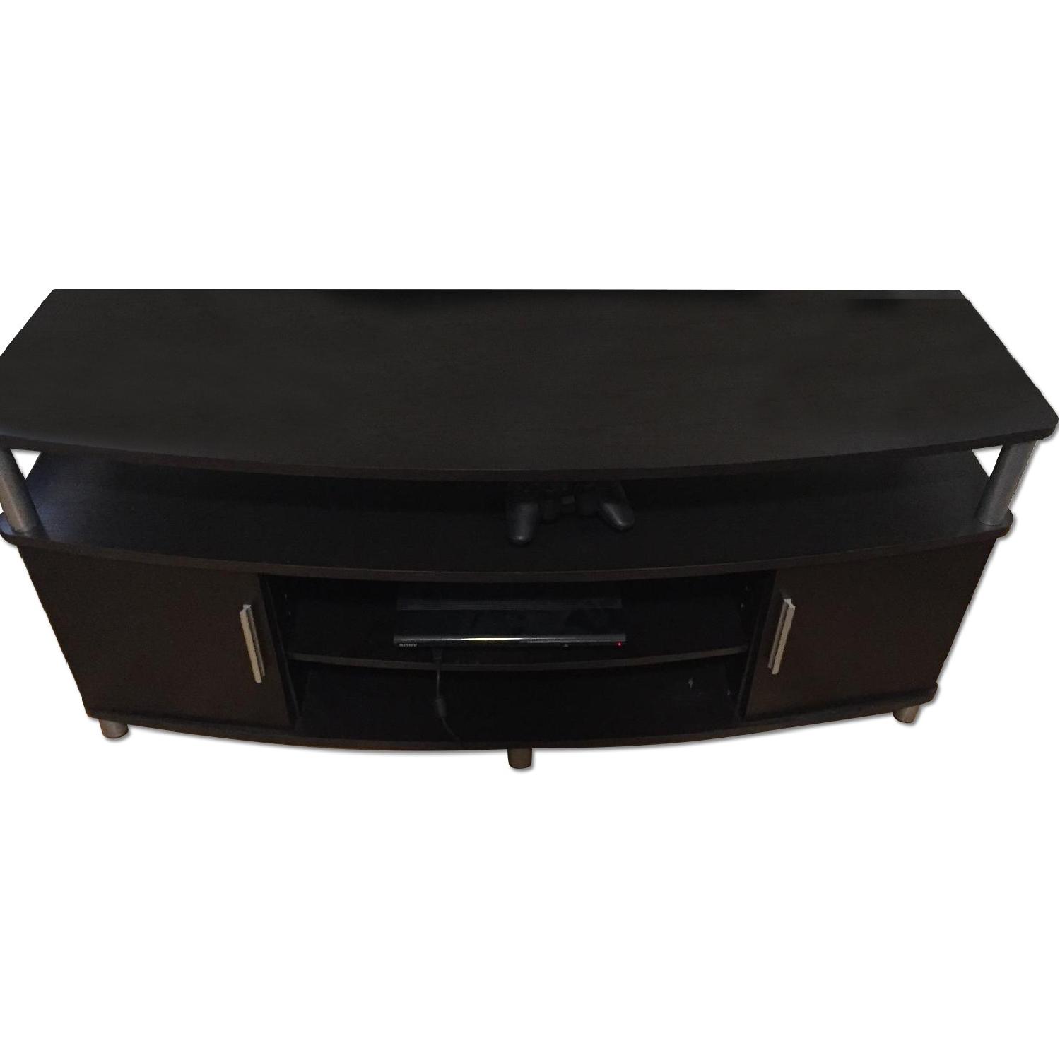Walmart Carson Black & Cherry TV Stand - image-0