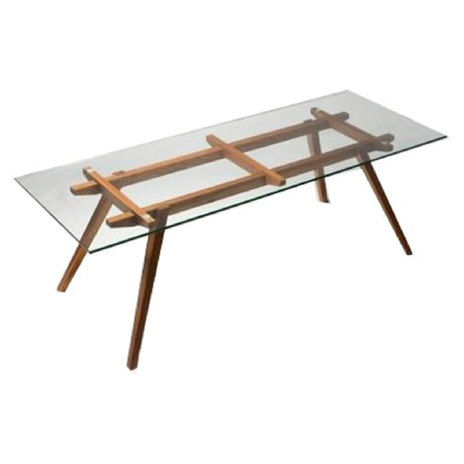 organic modernism ウォールナット　ダイニングテーブル Organic Modernism American Walnut & Glass Top Dining Table - AptDeco