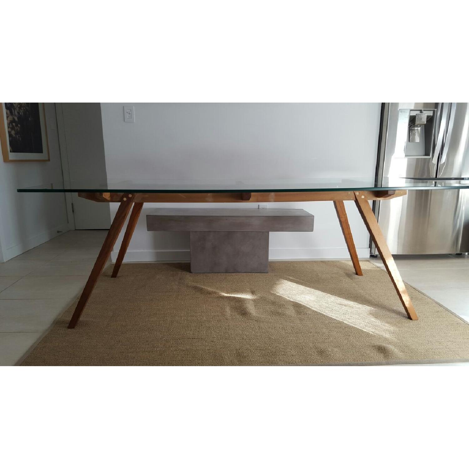 organic modernism ウォールナット　ダイニングテーブル Organic Modernism American Walnut & Glass Top Dining Table - AptDeco