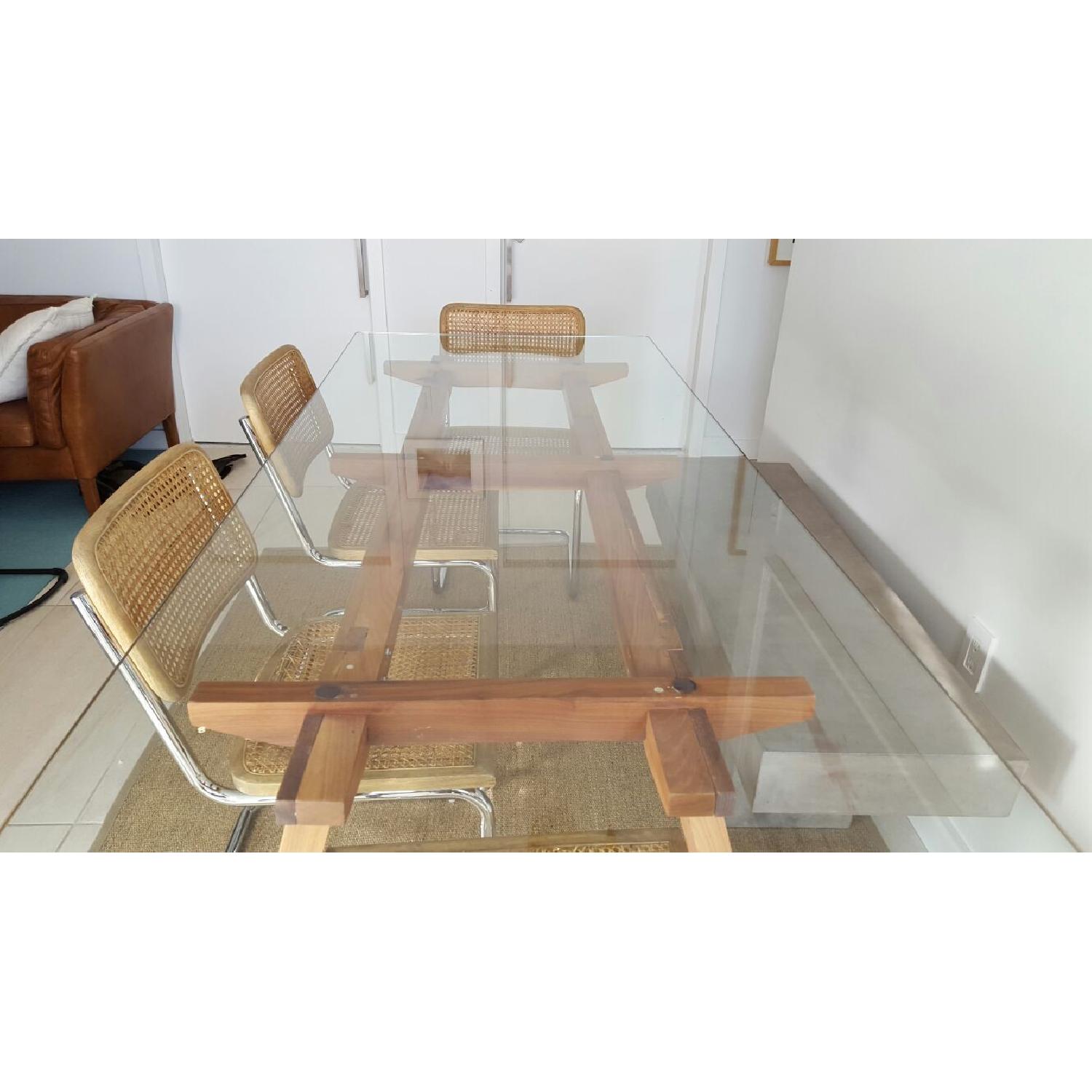 organic modernism ウォールナット　ダイニングテーブル Organic Modernism American Walnut & Glass Top Dining Table - AptDeco