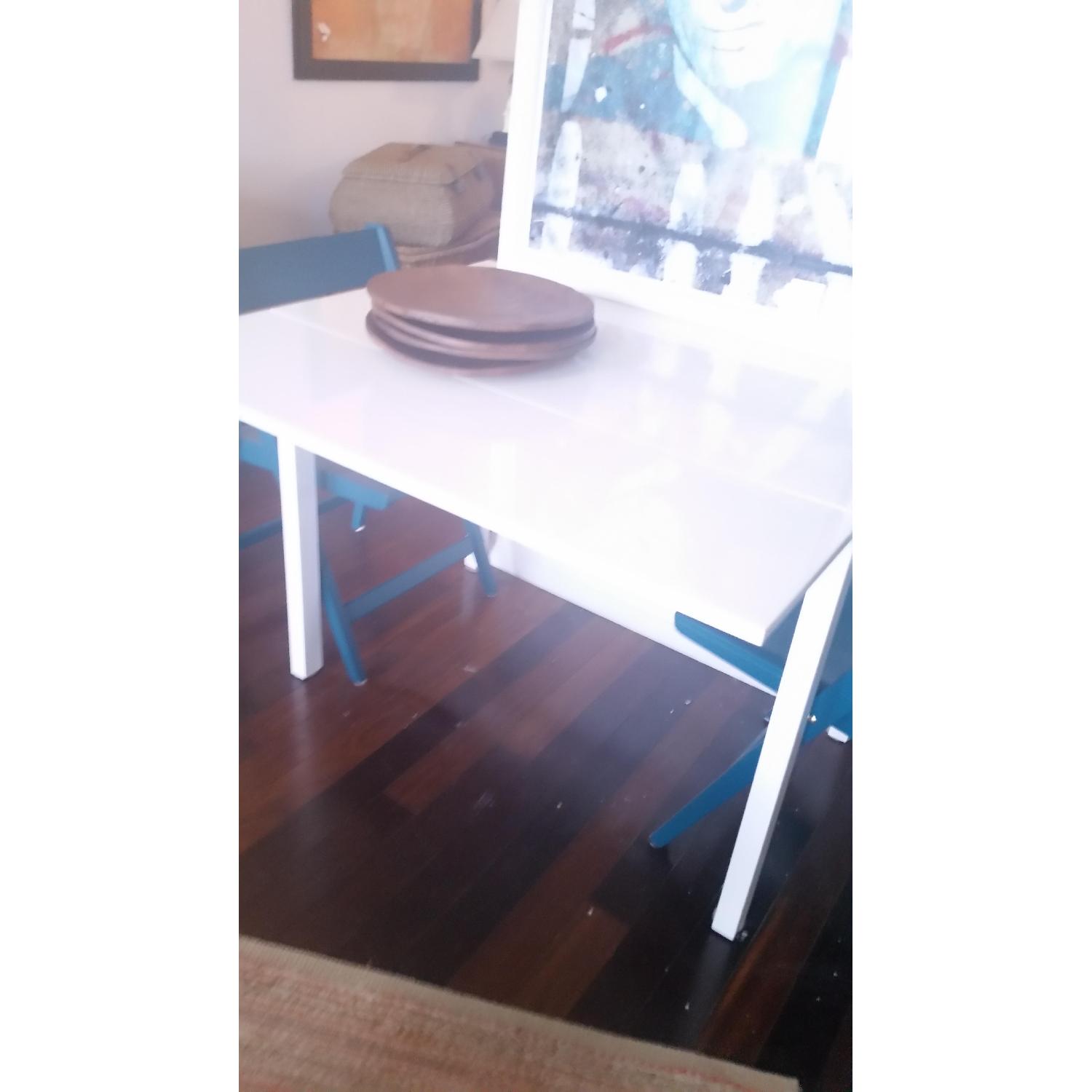 CB2 Gloss White Drop Leaf Table - image-1