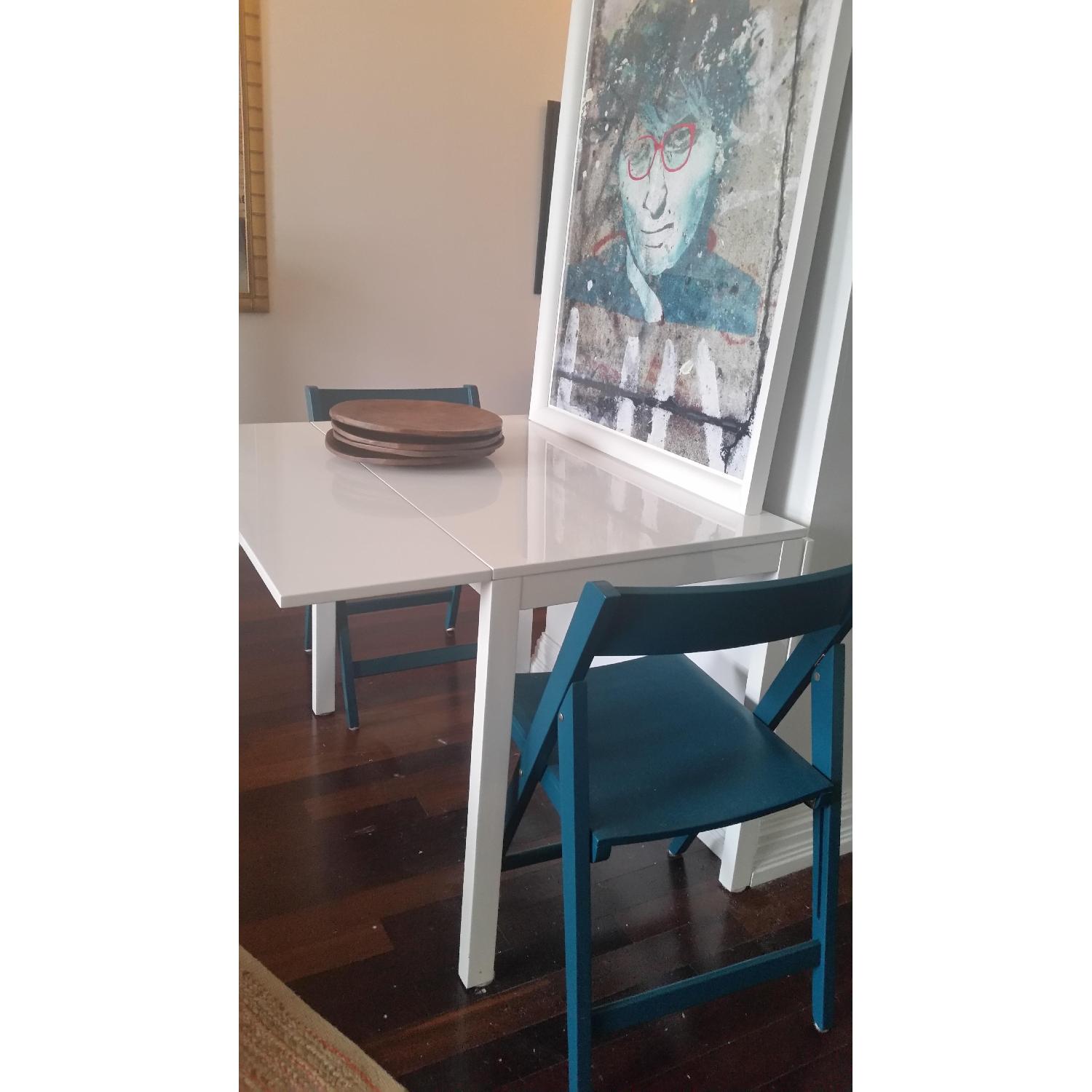 CB2 Gloss White Drop Leaf Table - image-2