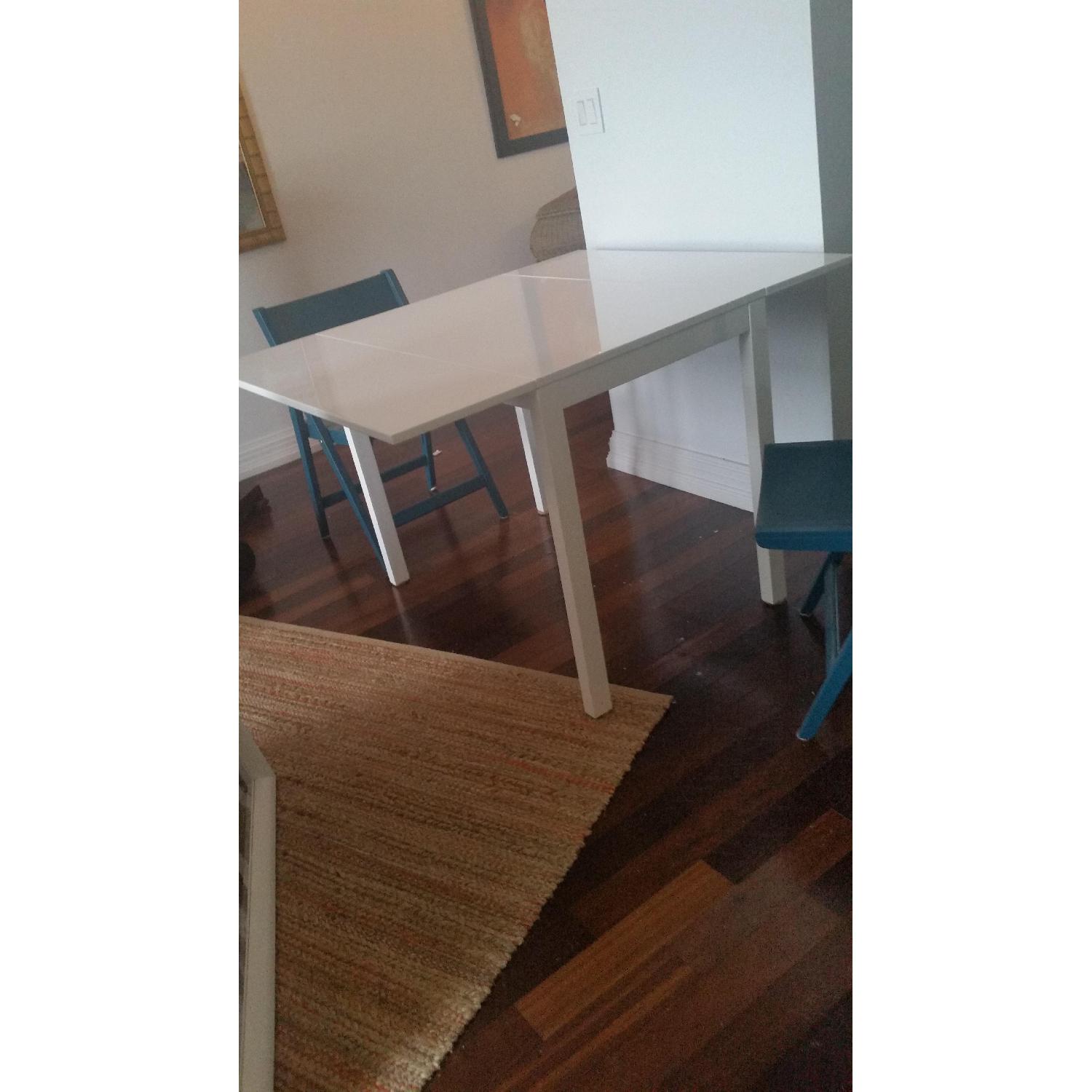 CB2 Gloss White Drop Leaf Table - image-3
