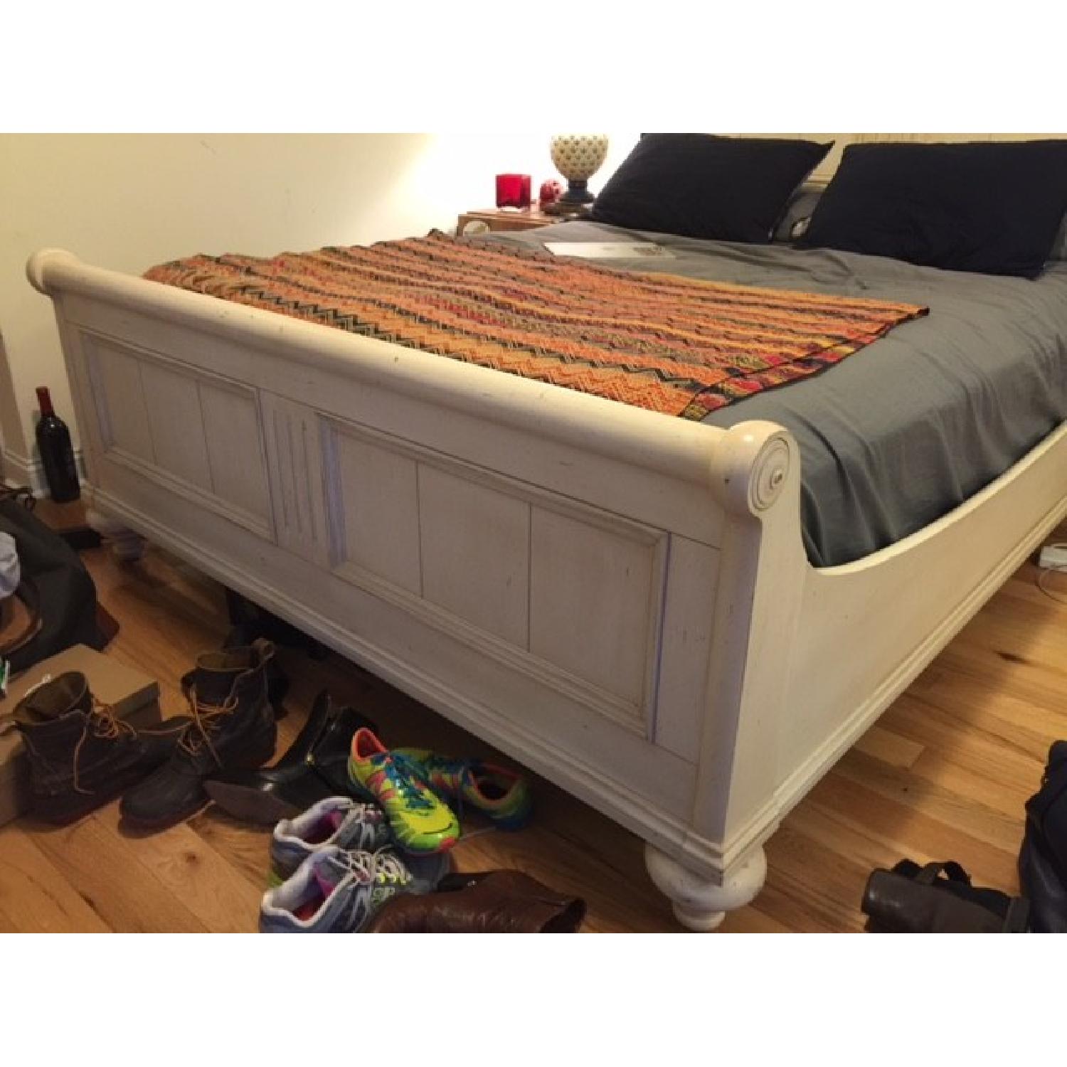 Solid Wood Antique Style Queen Sleigh Bed Frame - AptDeco