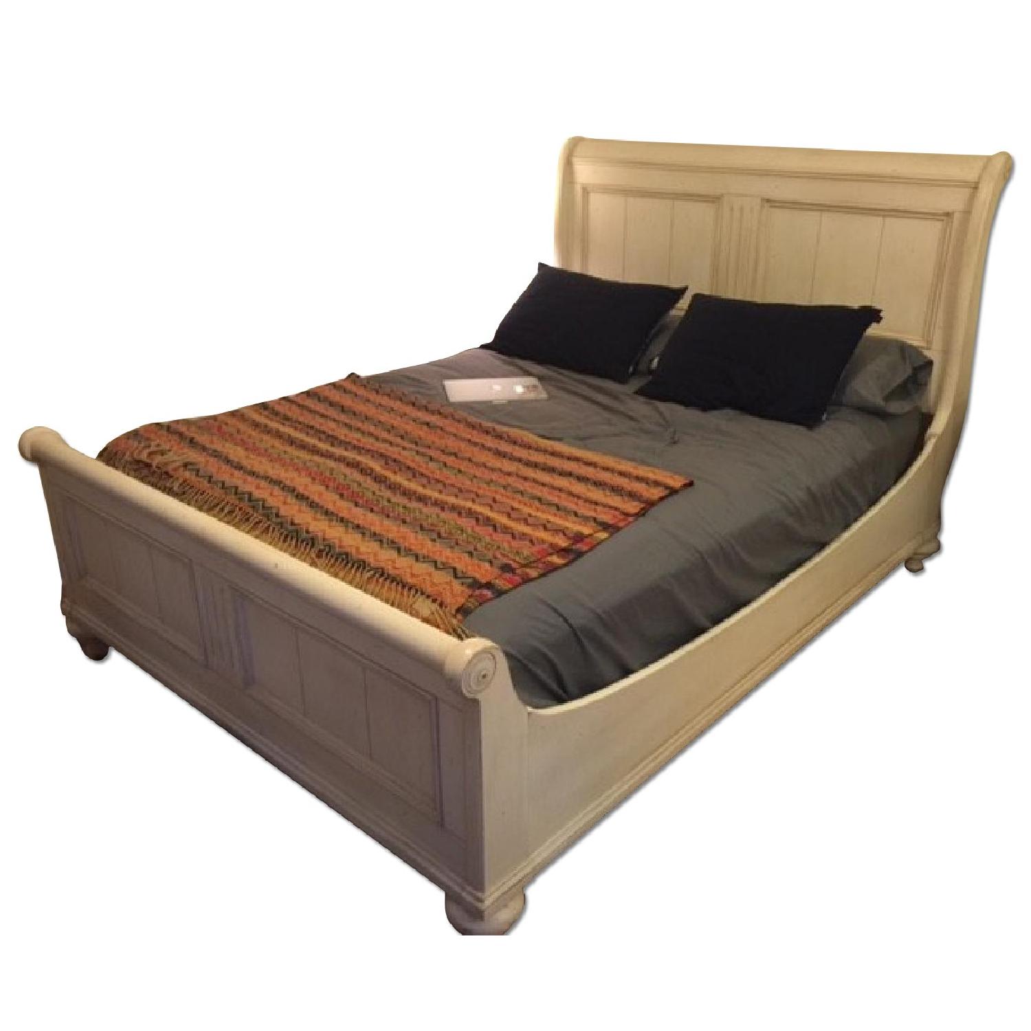 Solid Wood Antique Style Queen Sleigh Bed Frame - AptDeco