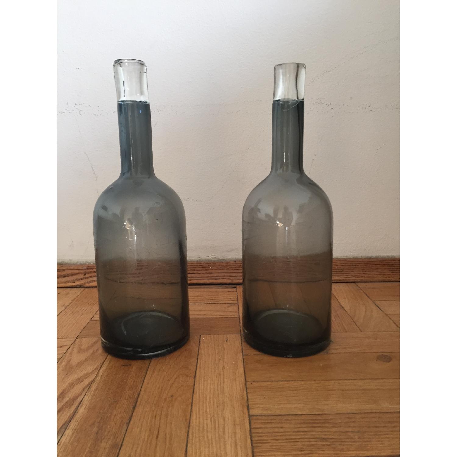 West Elm Grey/Blue Vases - Pair - image-1
