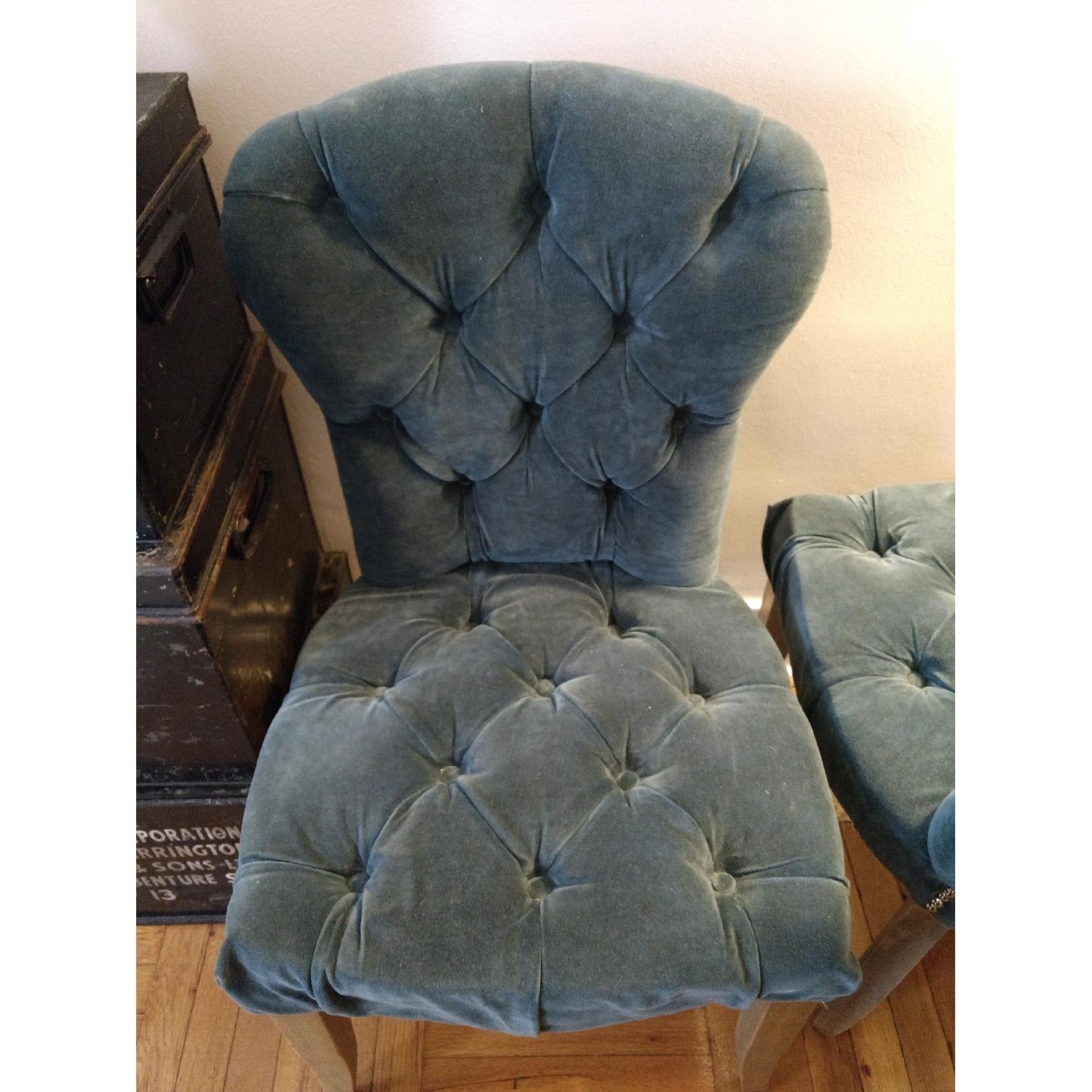 Timothy Oulton Teal Velvet Tufted Dining Chair - image-3
