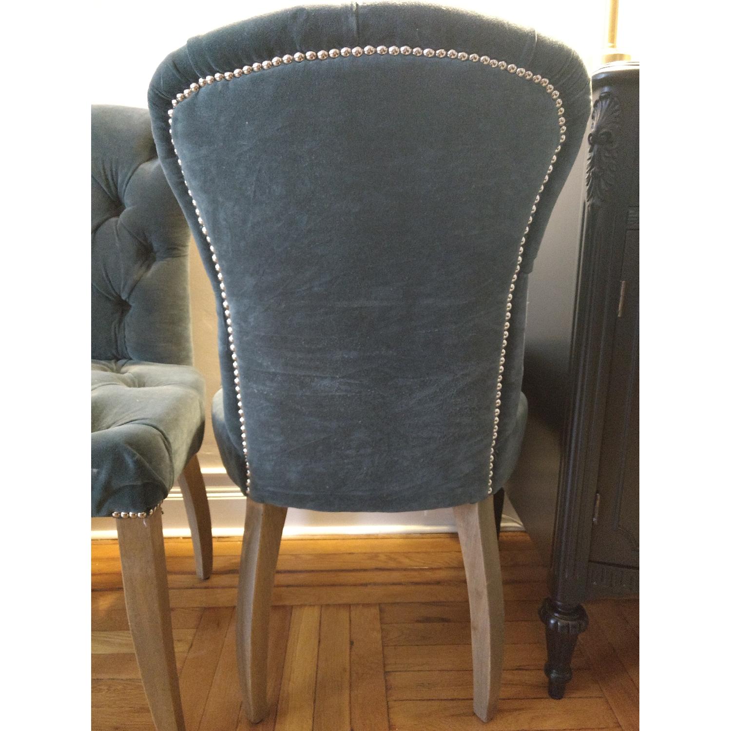 Timothy Oulton Teal Velvet Tufted Dining Chair - image-4