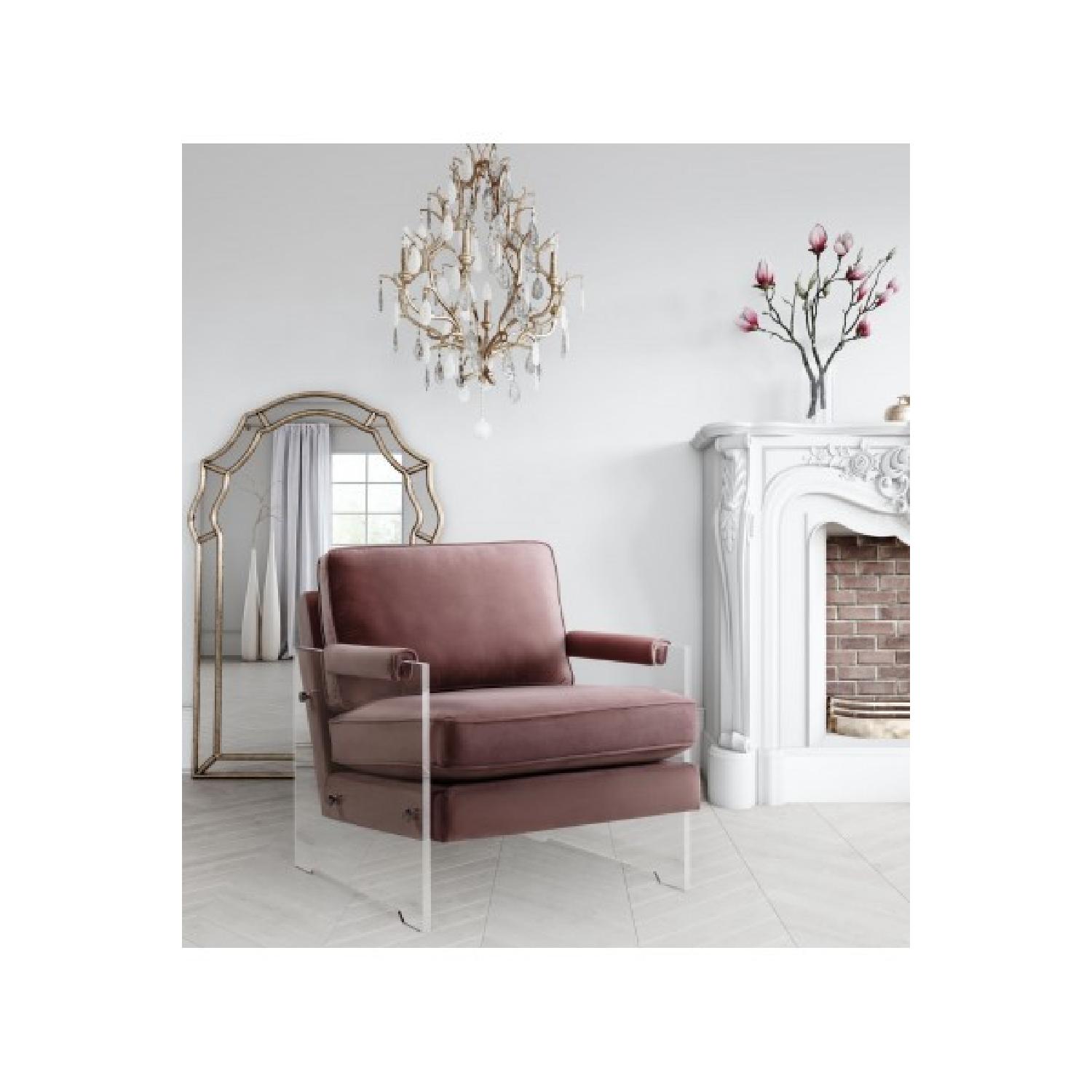 TOV Furniture Serena Blush Velvet/Lucite Chair AptDeco