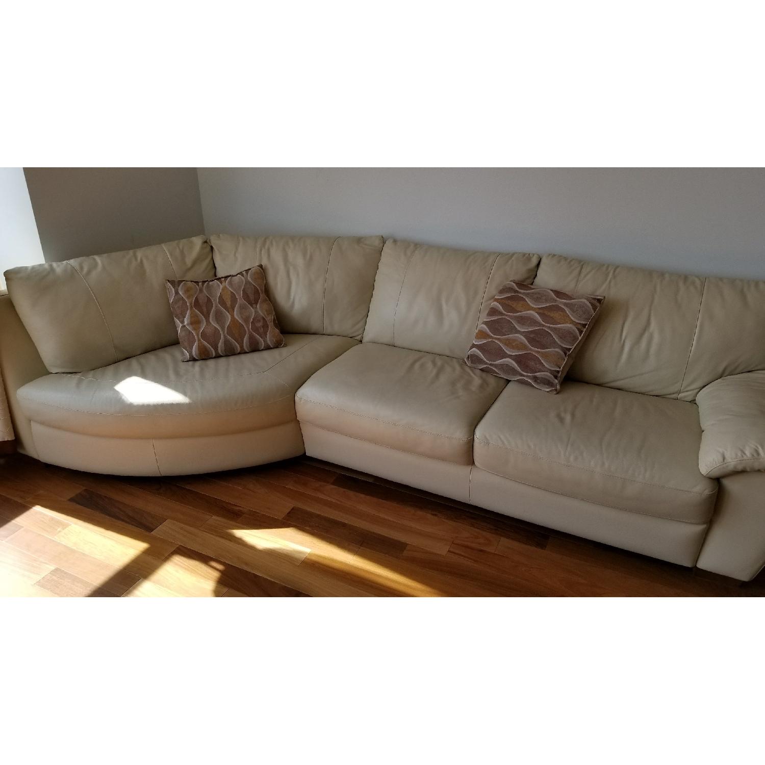 Beige Leather Sectional Sofa - image-1