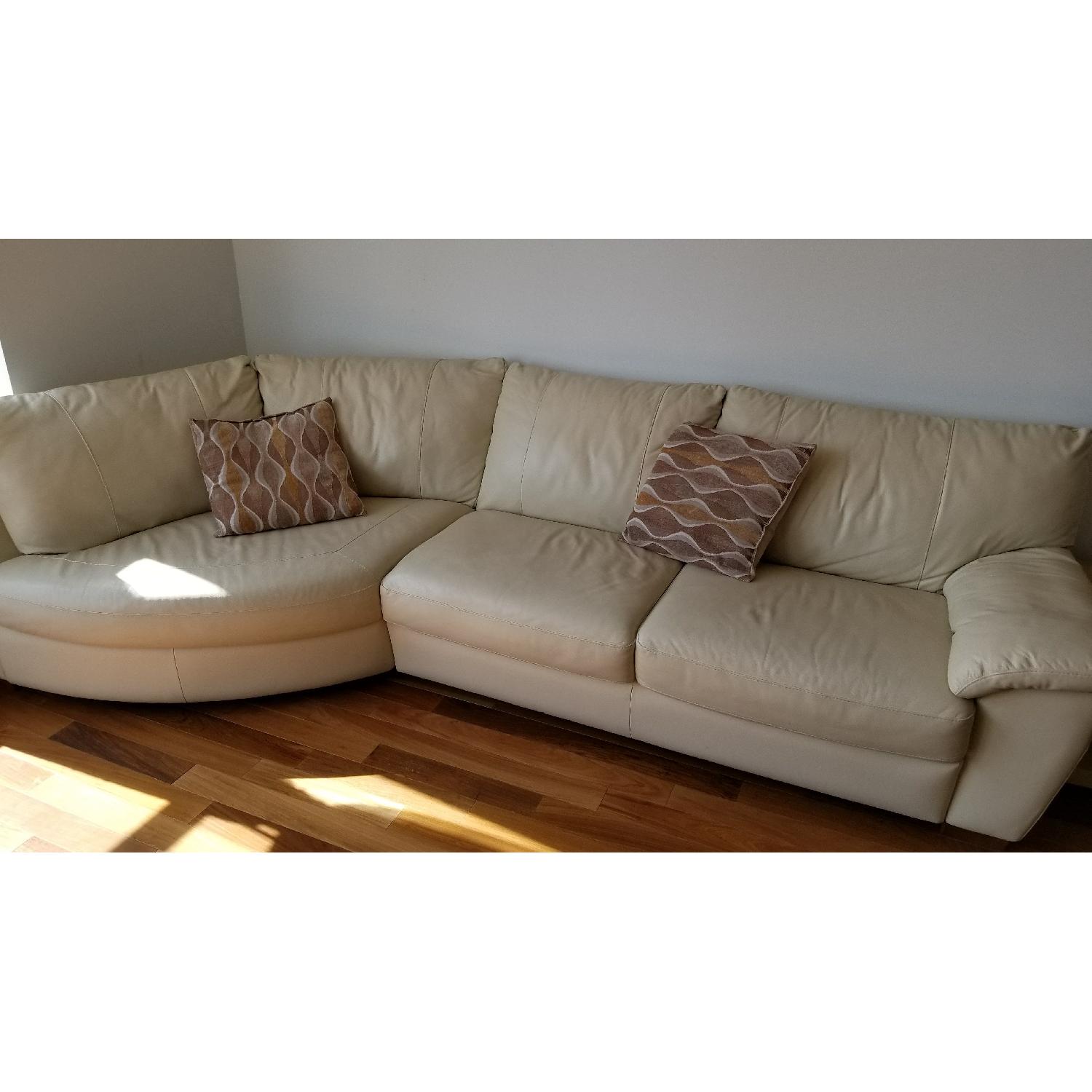 Beige Leather Sectional Sofa - image-2