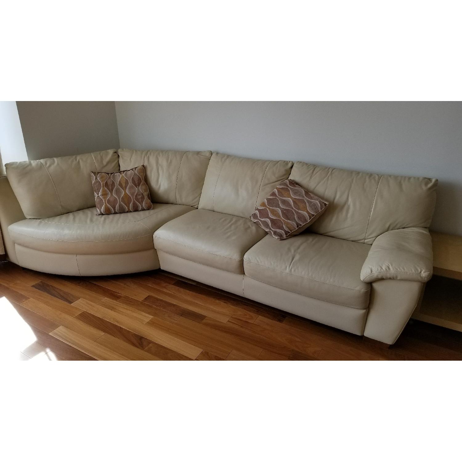 Beige Leather Sectional Sofa - image-4