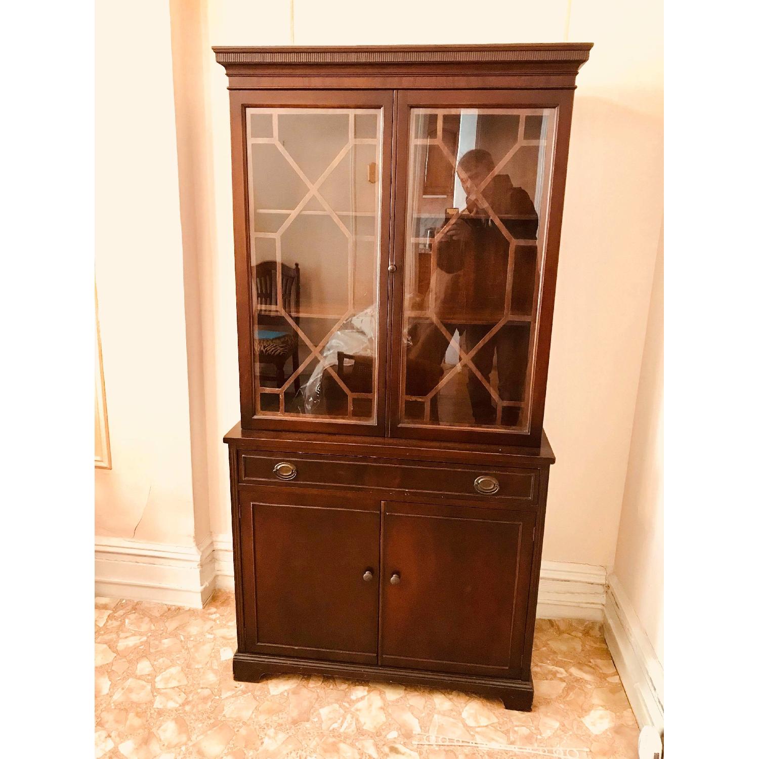 Antique 1930s Mahogany China Cabinet - image-1