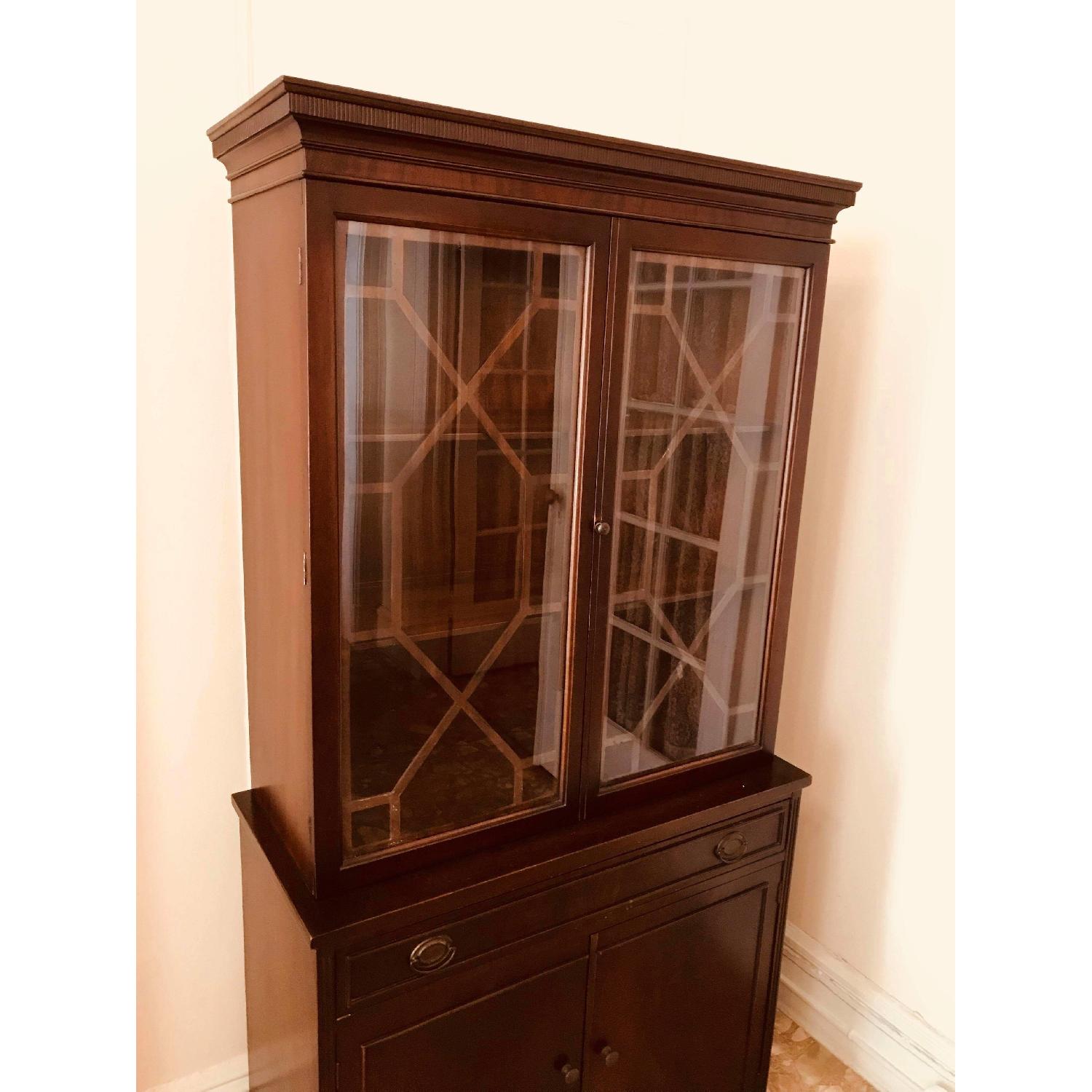 Antique 1930s Mahogany China Cabinet - image-5