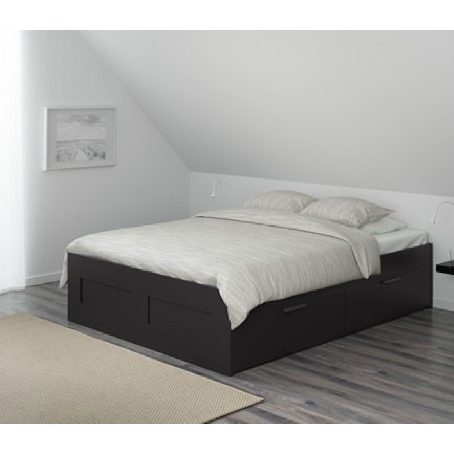Ikea Brimnes Queen Bed Frame w/ Four Storage Draws AptDeco