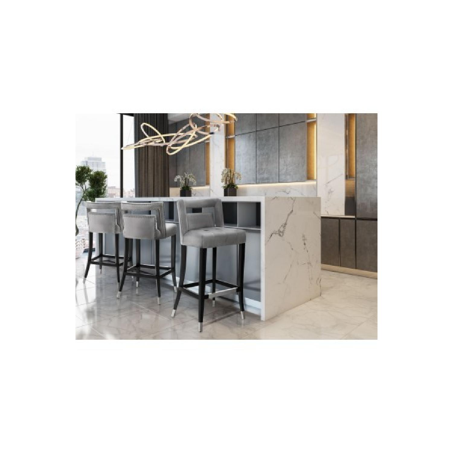 TOV Furniture Hart Grey Velvet Bar Stool - image-1