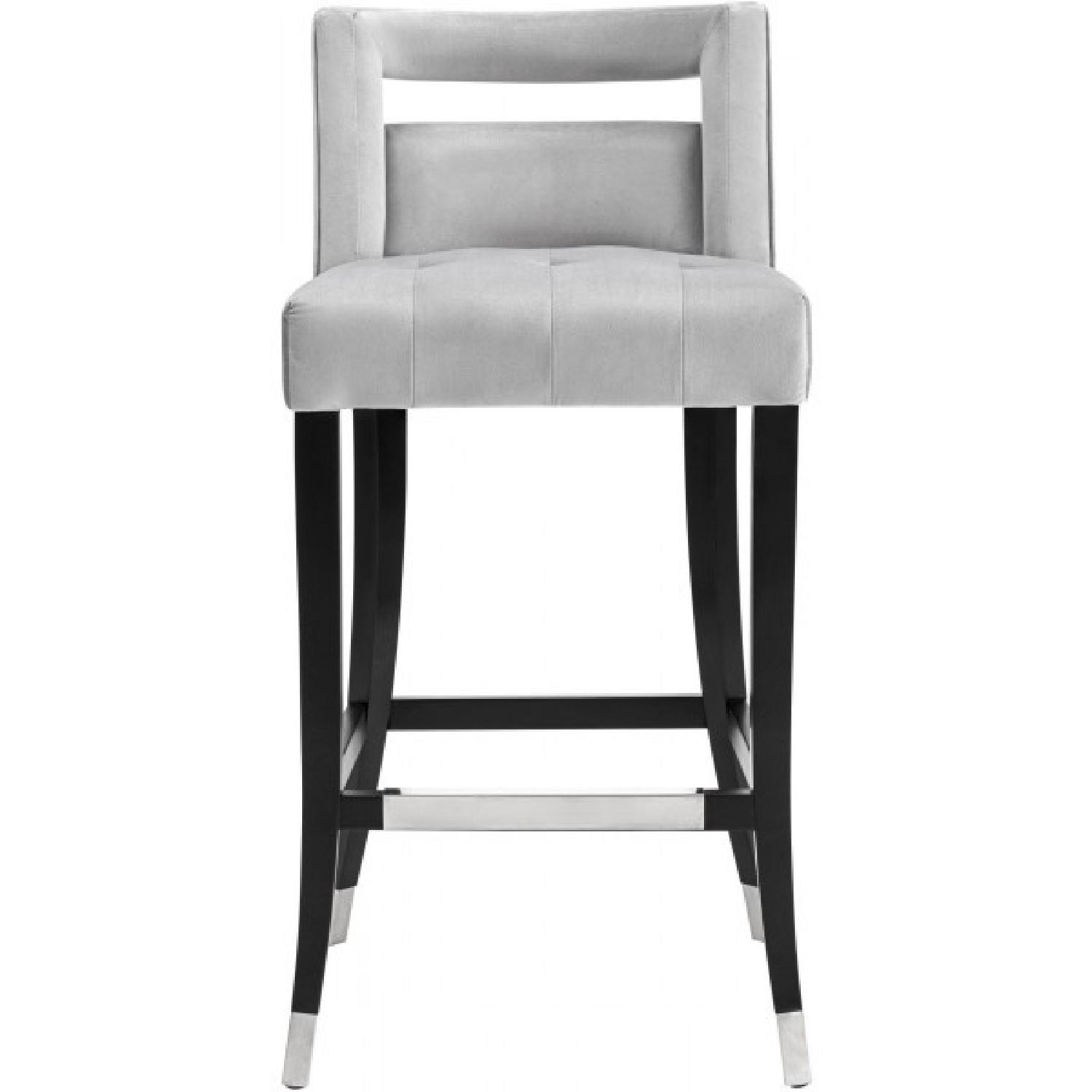 TOV Furniture Hart Grey Velvet Bar Stool - image-2