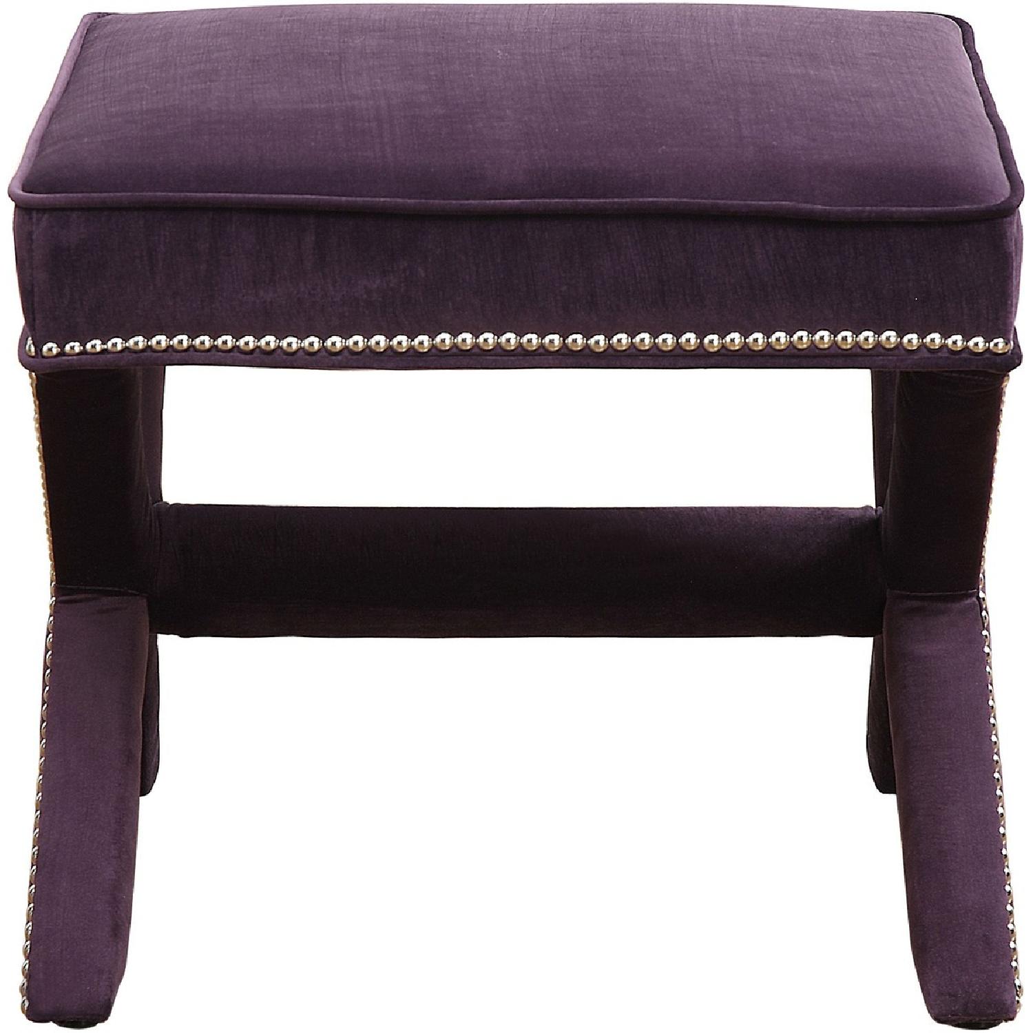 TOV Furniture Reese Purple Velvet Ottoman - image-1