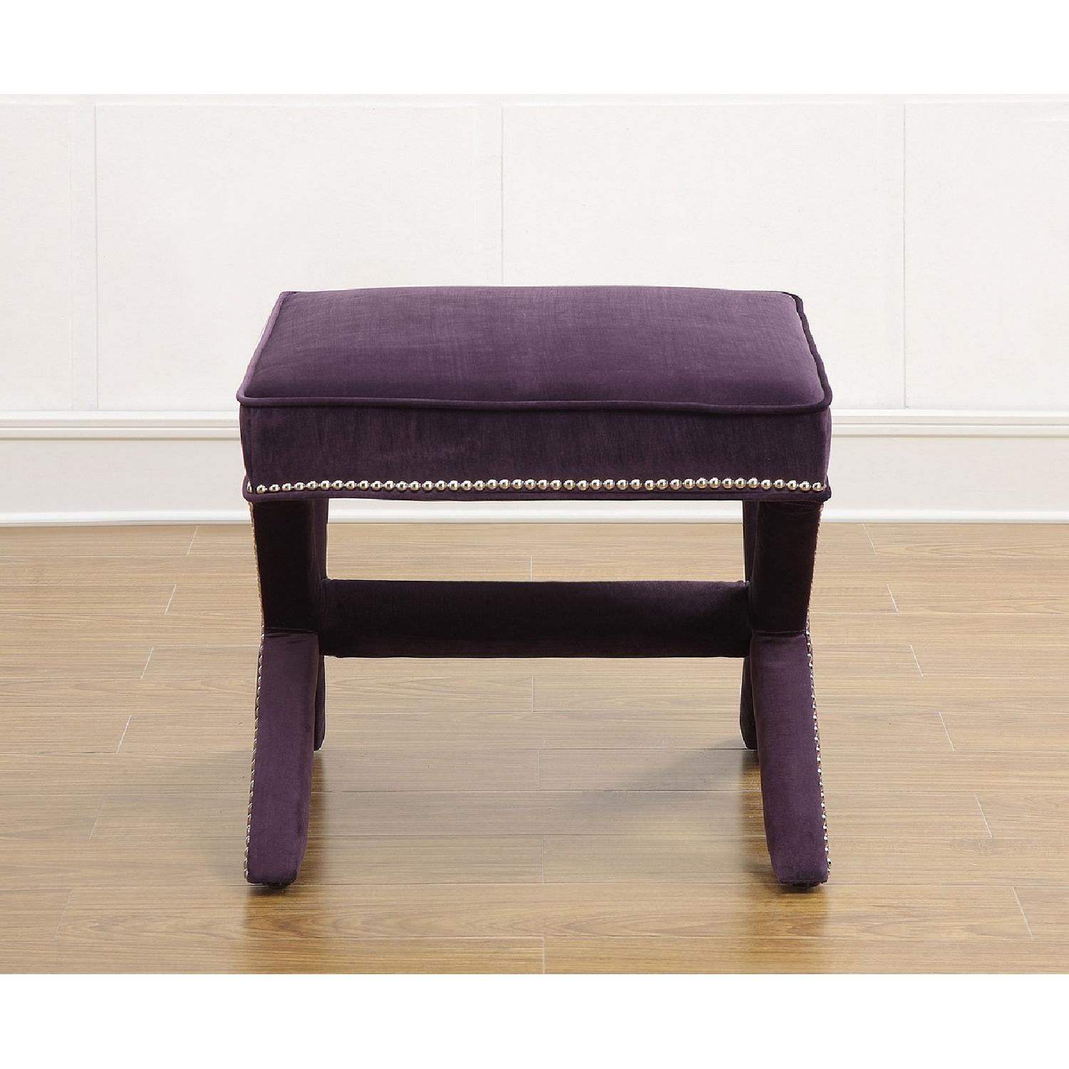 TOV Furniture Reese Purple Velvet Ottoman - image-2