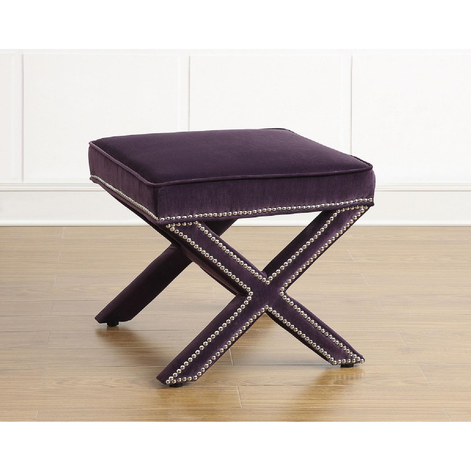 TOV Furniture Reese Purple Velvet Ottoman - image-0