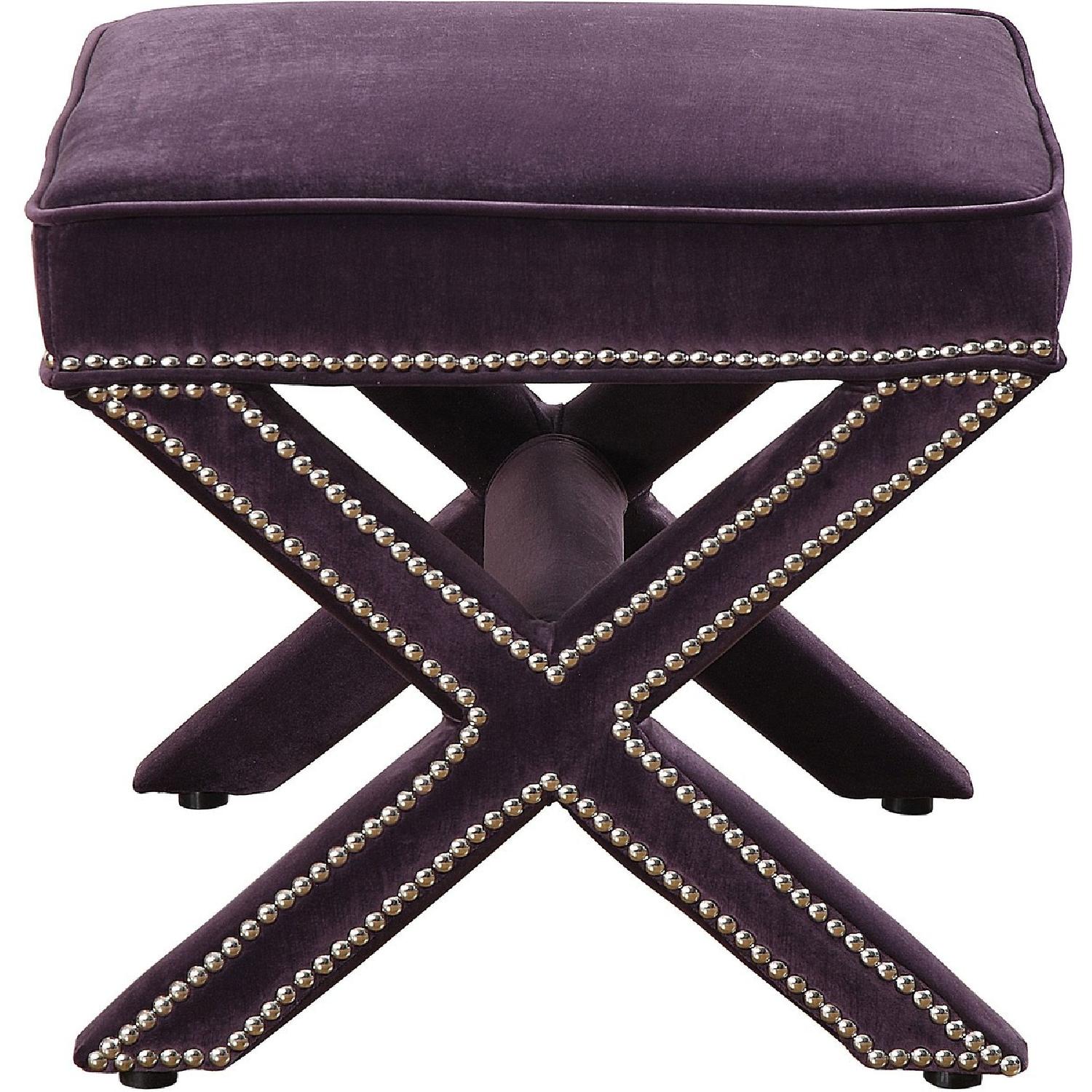 TOV Furniture Reese Purple Velvet Ottoman - image-4
