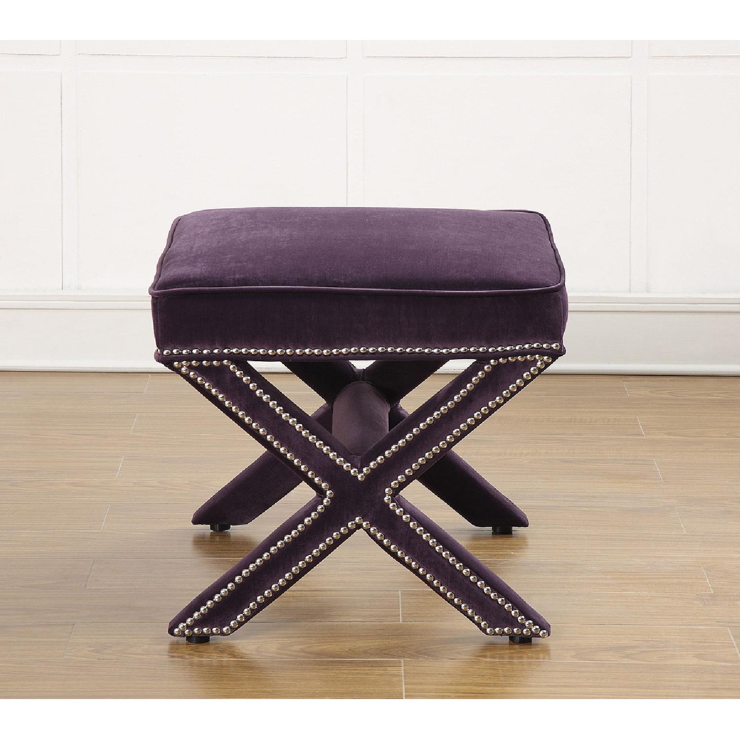 TOV Furniture Reese Purple Velvet Ottoman - image-5