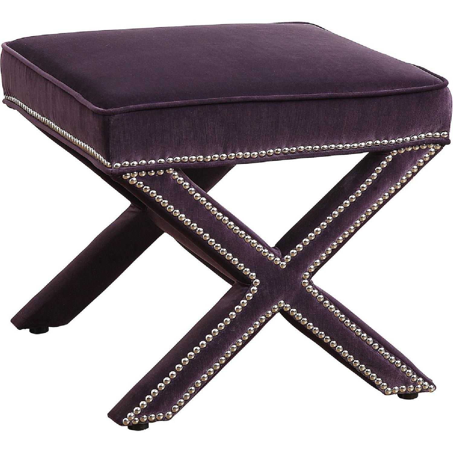 TOV Furniture Reese Purple Velvet Ottoman - image-6