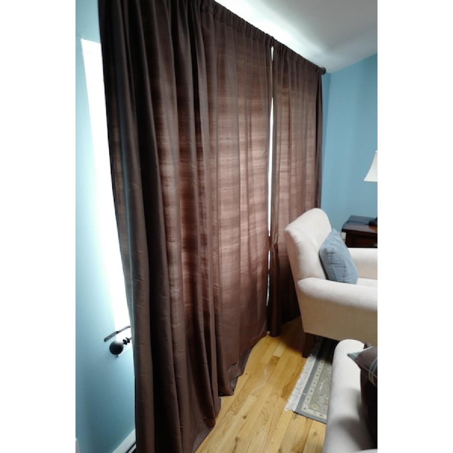 Pottery Barn Brown Silk Dupioni Curtain - image-2