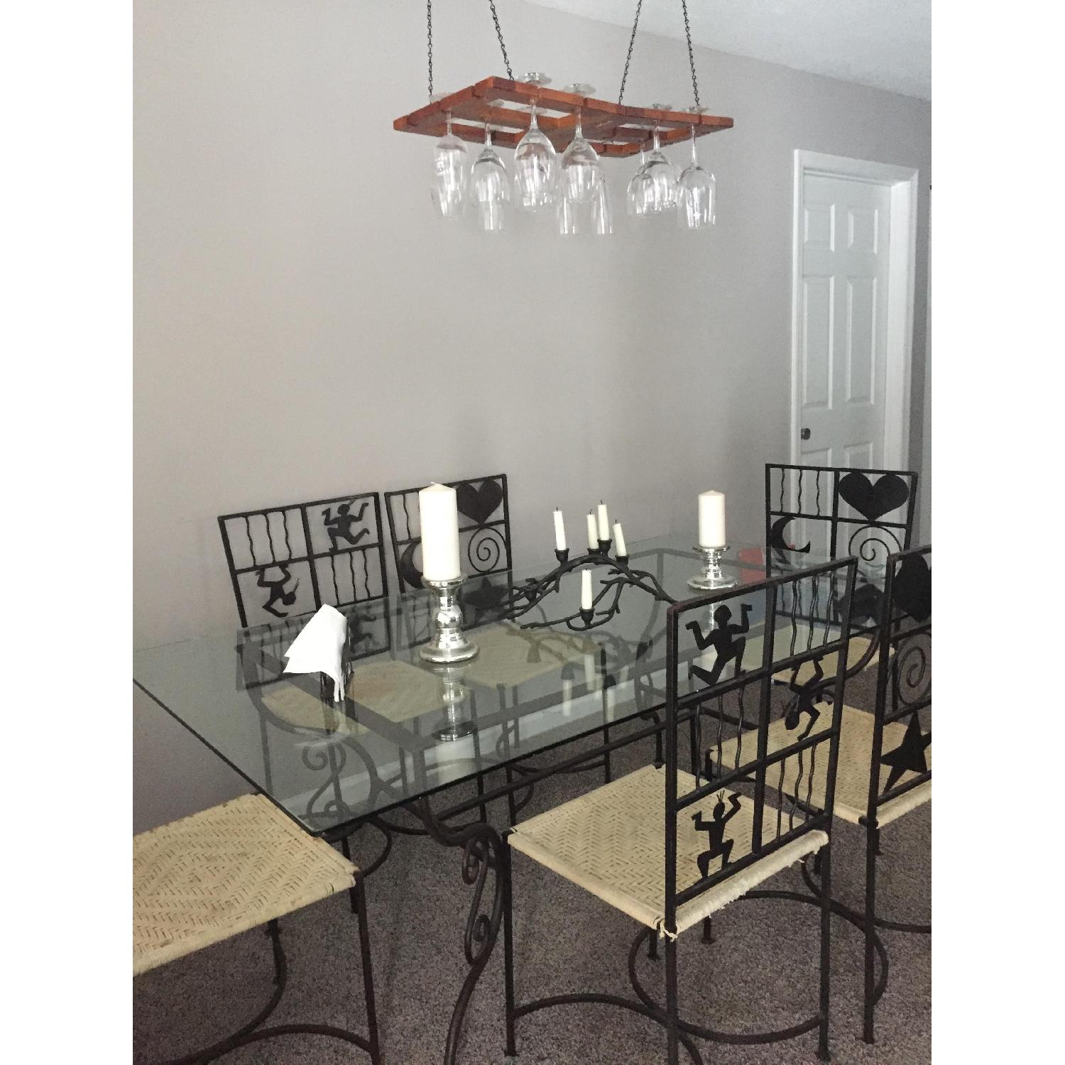 European Hand Forged Iron Table w/ 6 Chairs - image-0