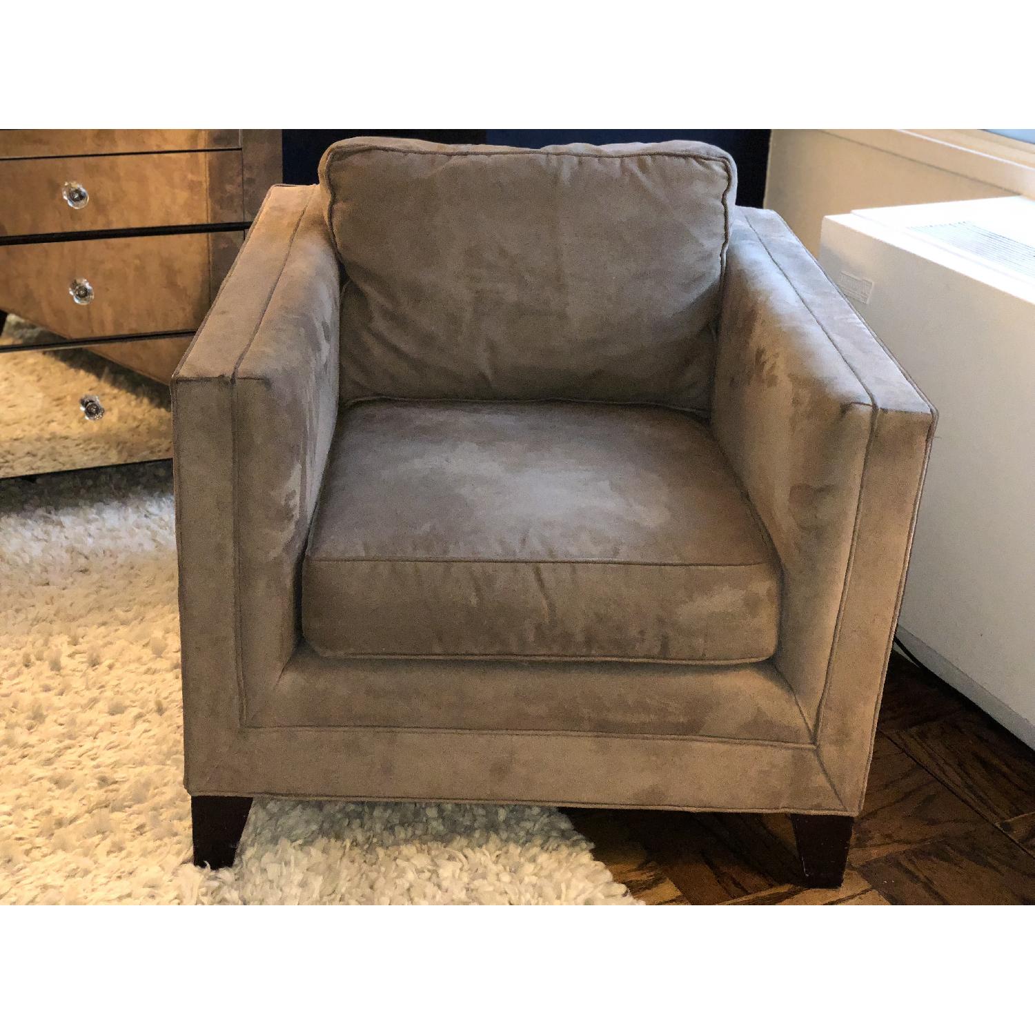 Mitchell Gold Arm Chair in Taupe Microsuede - image-1