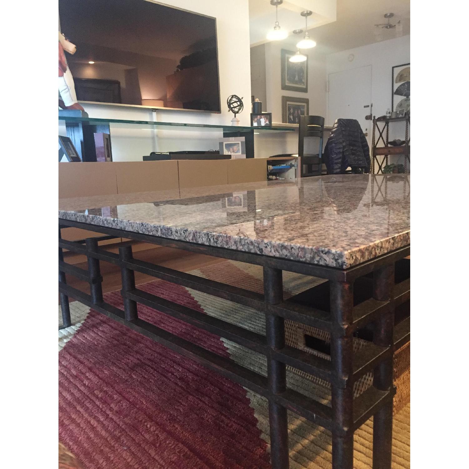 Custom Marble & Wrought Iron Coffee Table - image-1