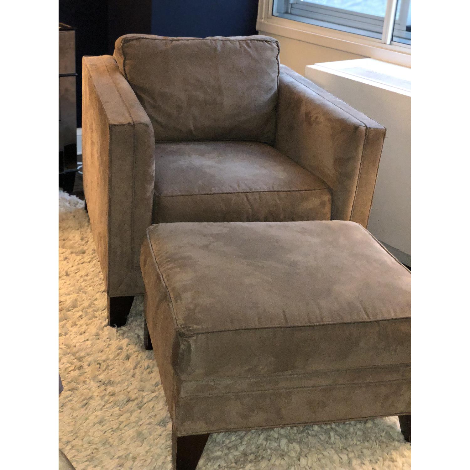 Mitchell Gold + Bob Williams Grey/Taupe Microsuede Ottoman - image-3