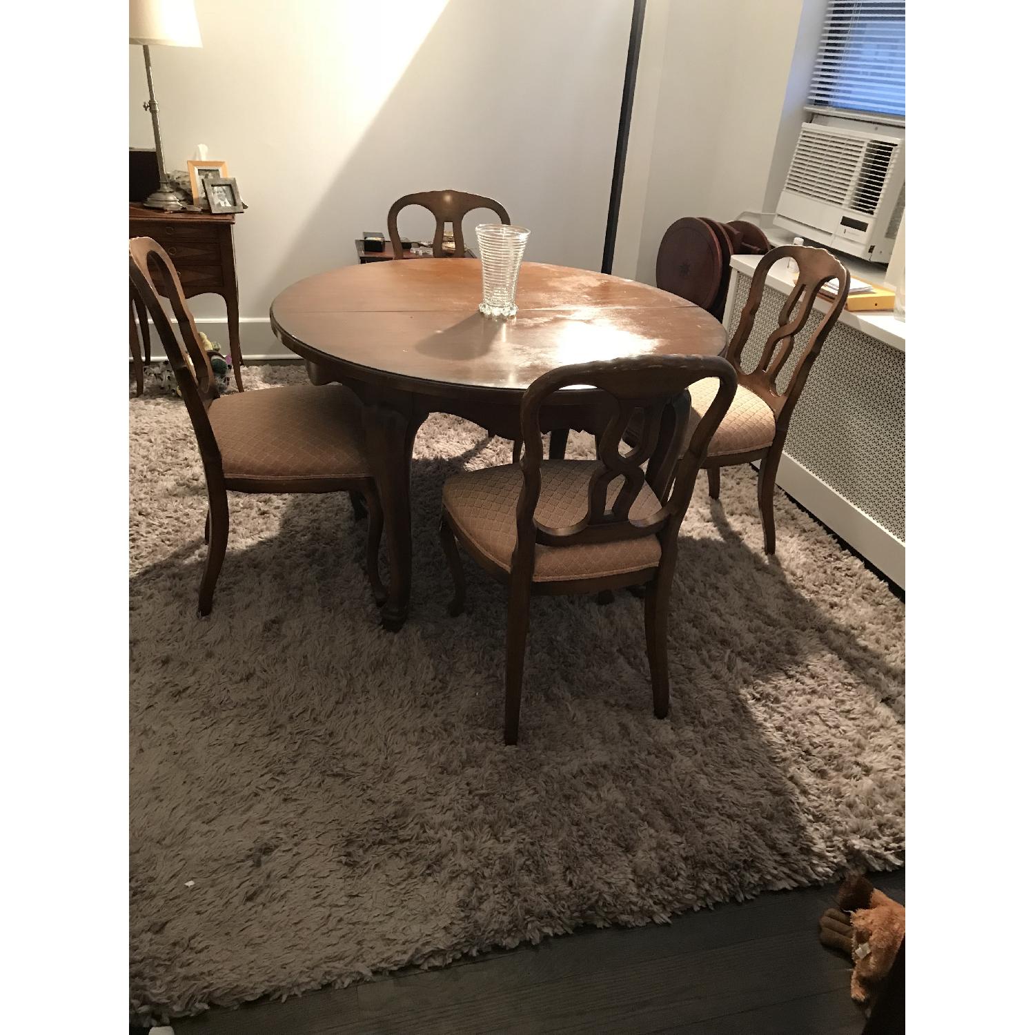 Antique Solid Wood Expandable Dining Table w/ 4 Chairs - AptDeco