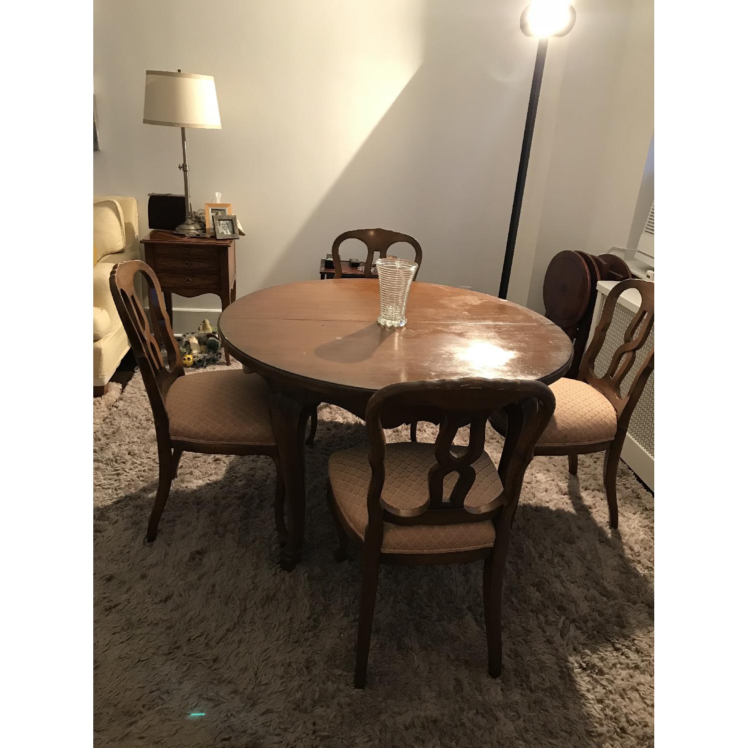 Antique Solid Wood Expandable Dining Table w/ 4 Chairs - AptDeco