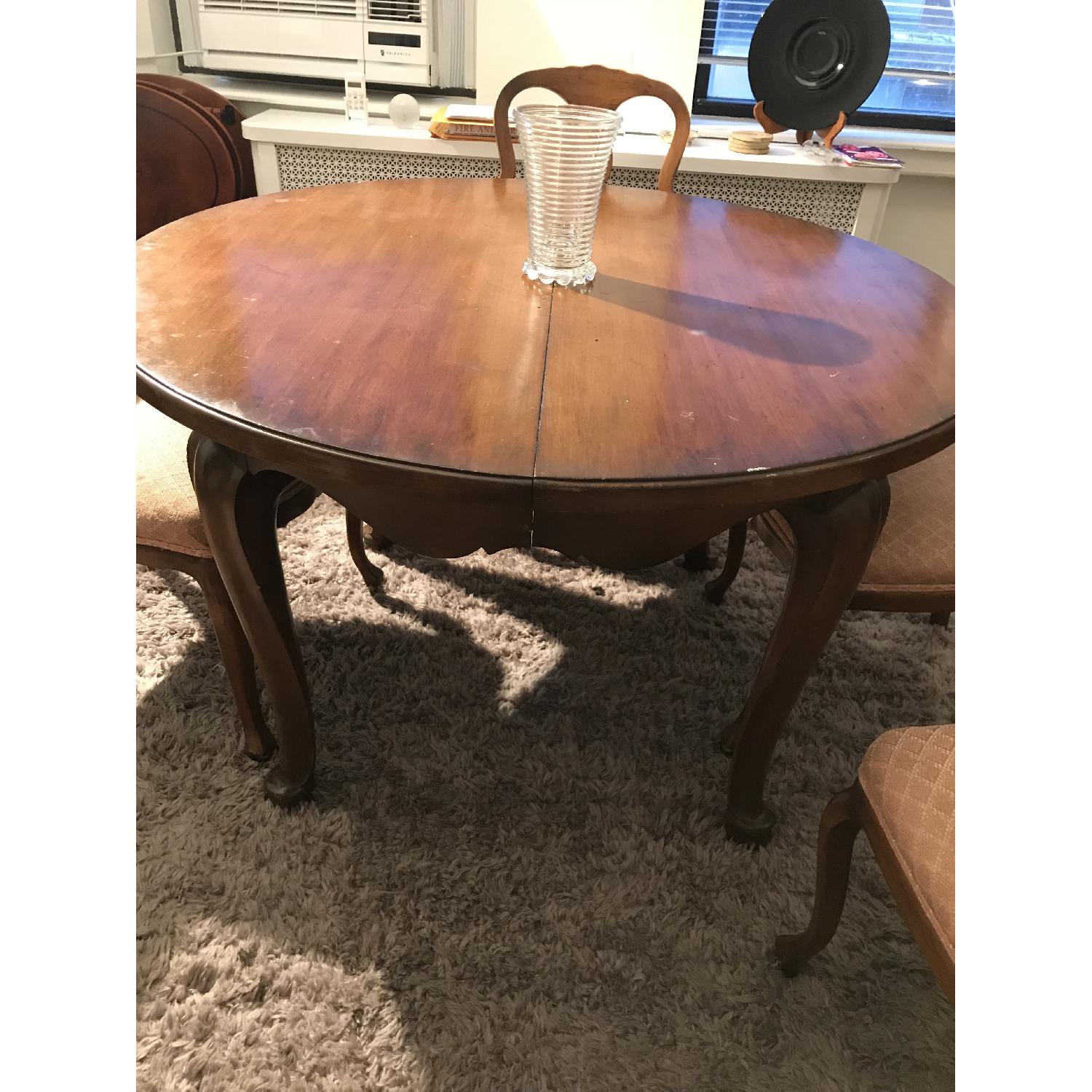 Antique Solid Wood Expandable Dining Table w/ 4 Chairs - AptDeco