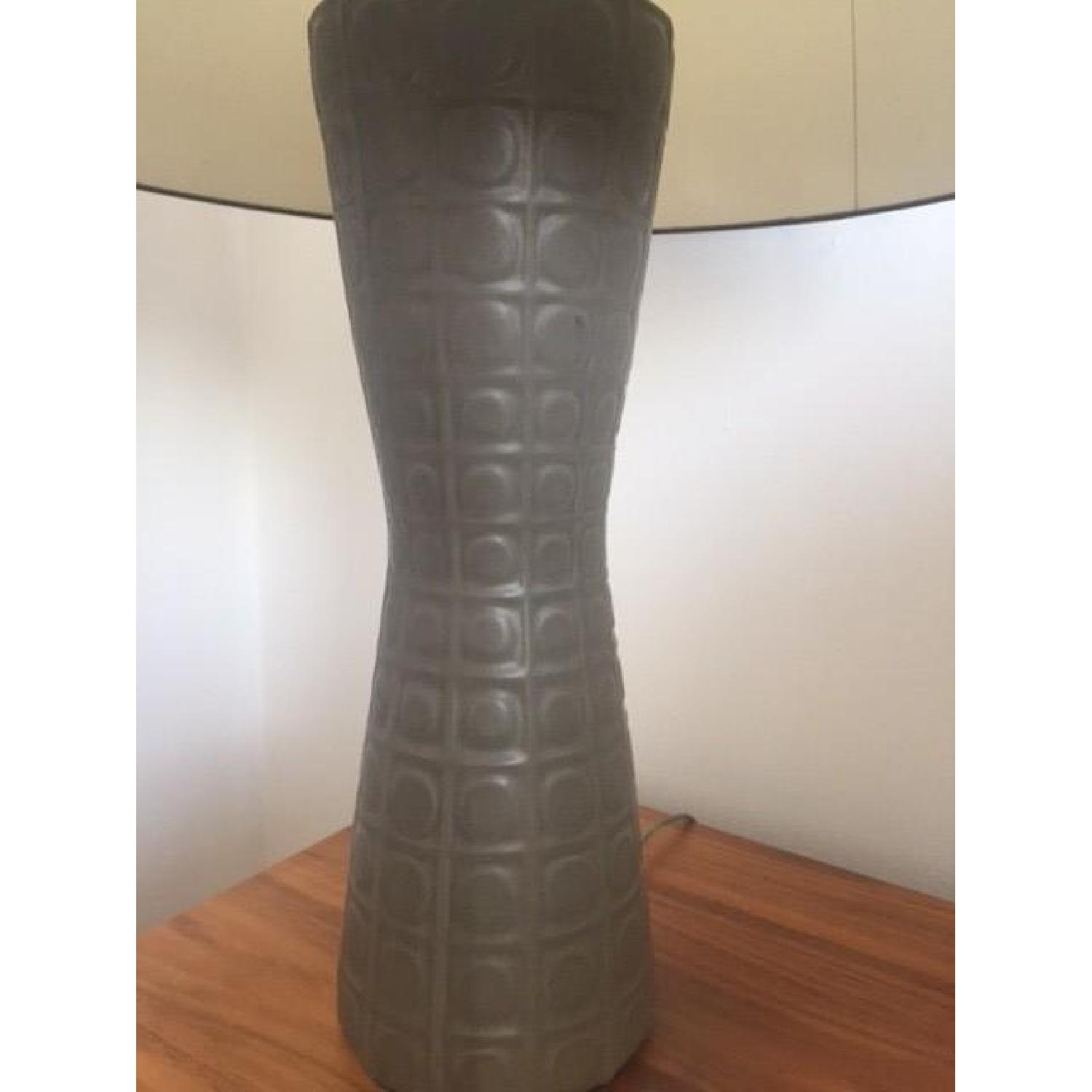Jonathan Adler Grey Ceramic Table Lamp w/ Black Shade - image-3