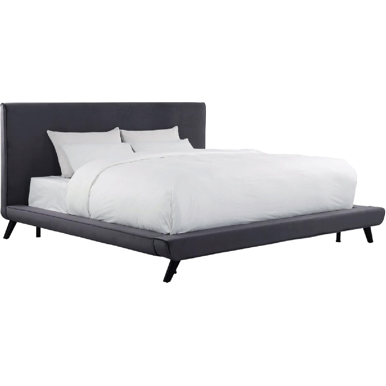 TOV Furniture Nixon Grey Velvet Queen Bed - image-1