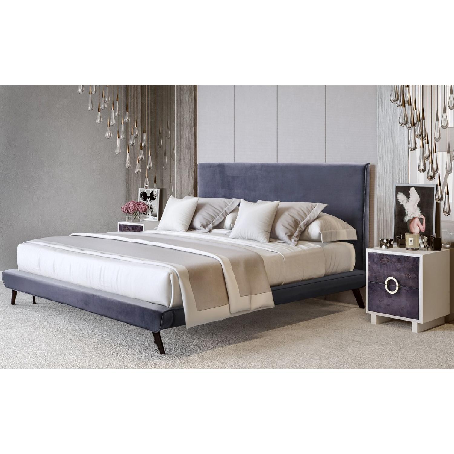 TOV Furniture Nixon Grey Velvet Queen Bed - image-0