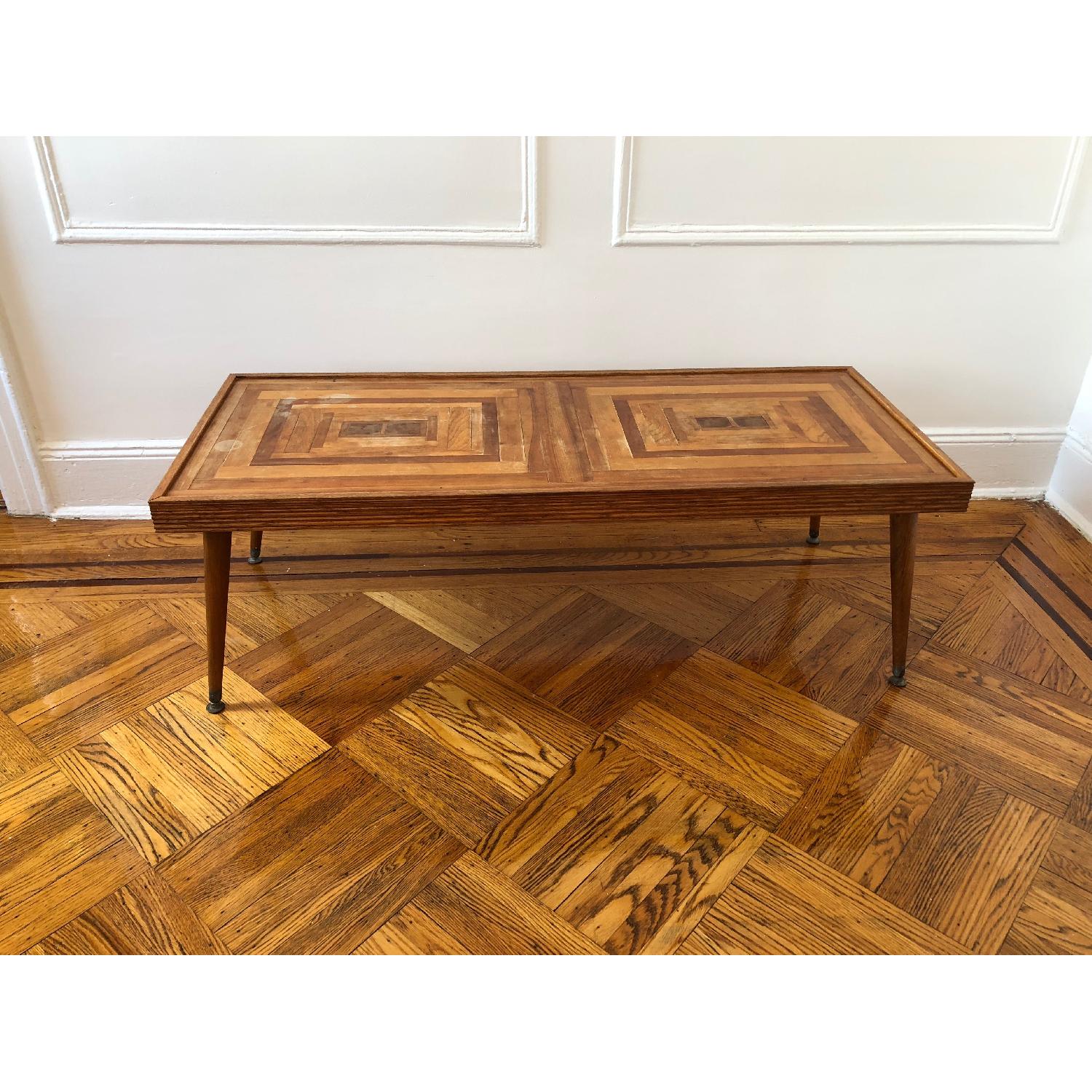 Antique Mid Century Modern Parquet Coffee Table - image-1