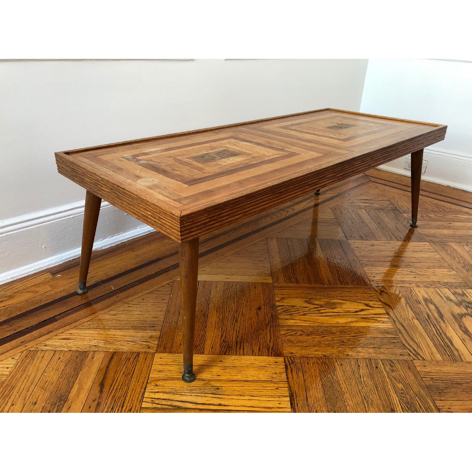 Antique Mid Century Modern Parquet Coffee Table - image-2