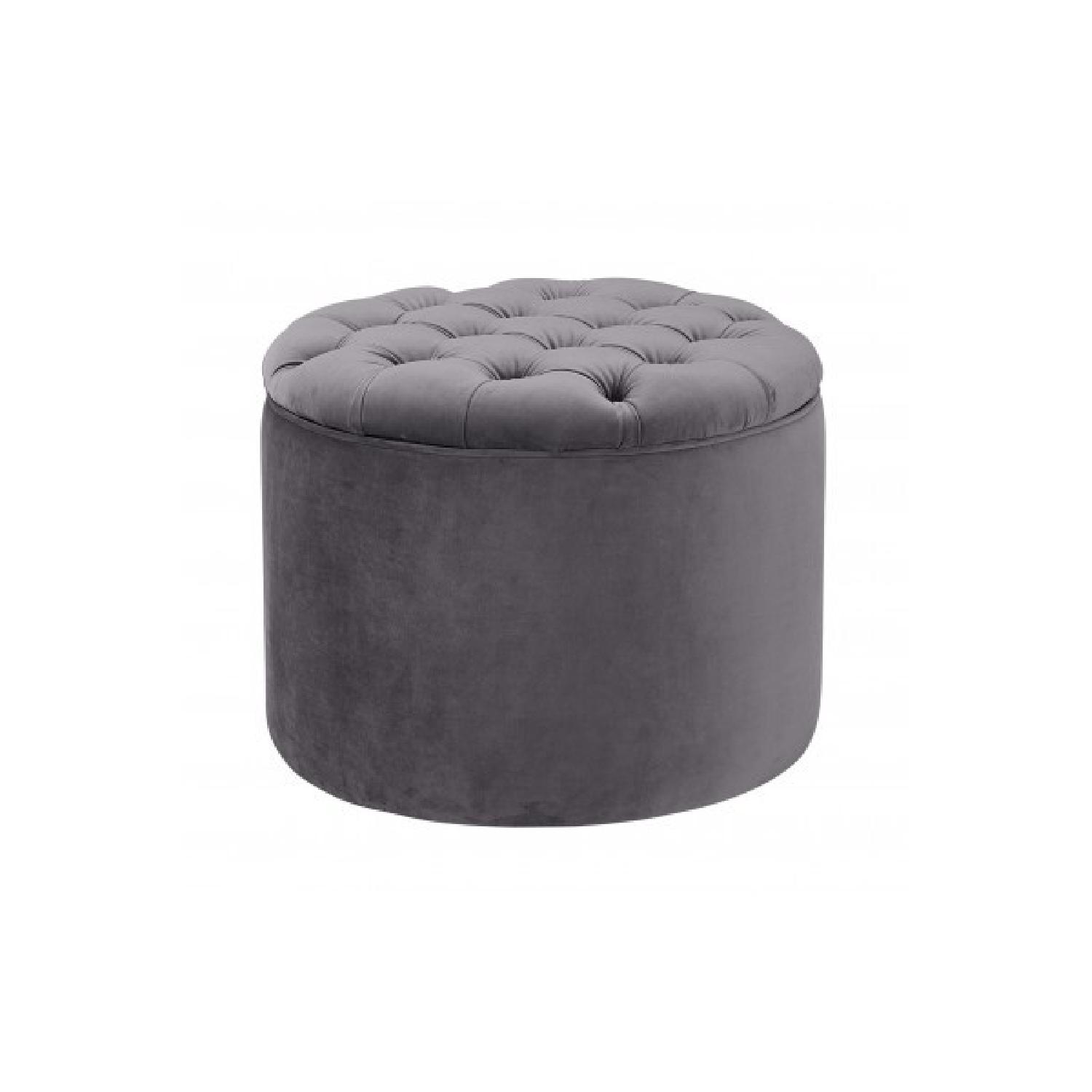 TOV Furniture Queen Grey Velvet Storage Ottoman AptDeco