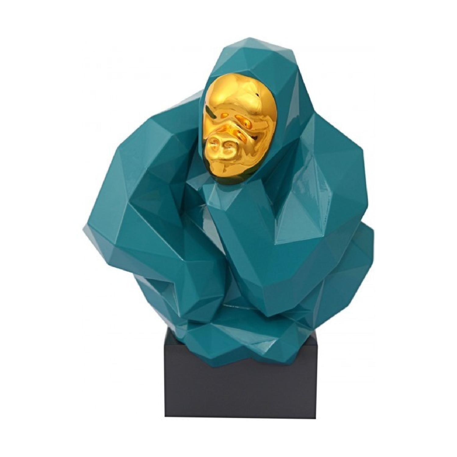TOV Furniture Pondering Ape Large Sculpture in Green & Gold - image-1