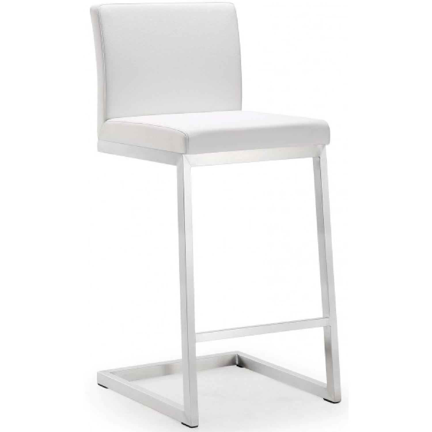 TOV Furniture Parma White Stainless Steel Counter Stools - image-0