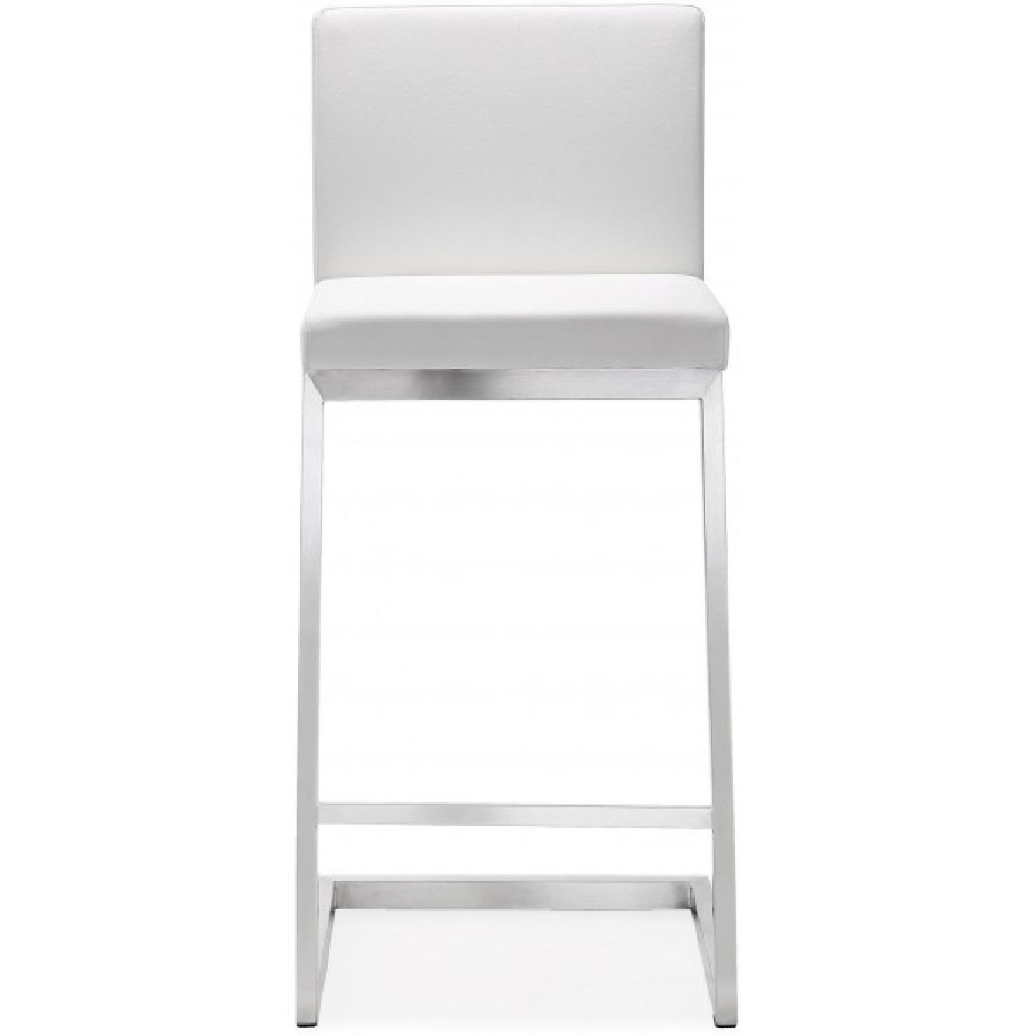 TOV Furniture Parma White Stainless Steel Counter Stools - image-1