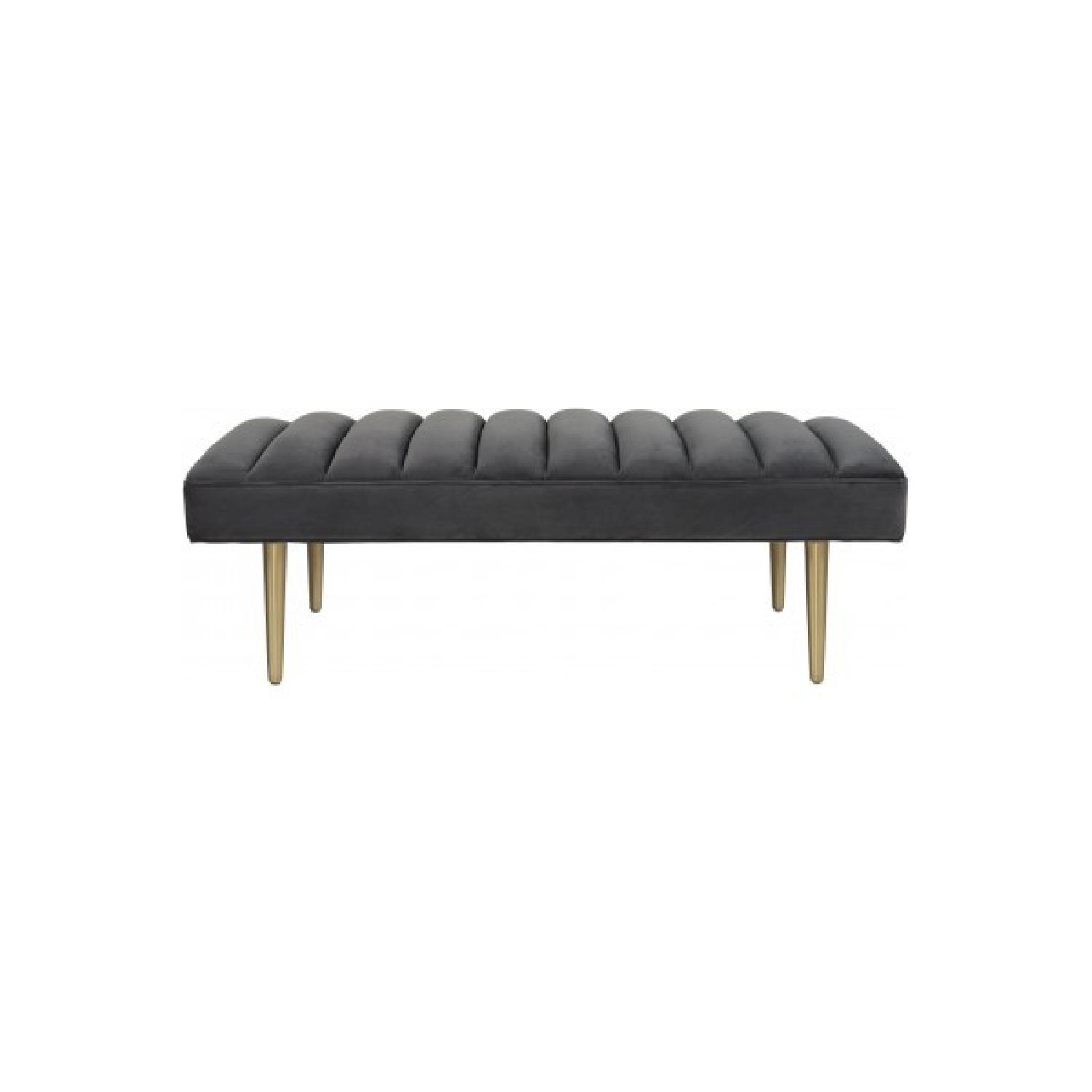 TOV Furniture Jax Grey Velvet Bench - image-2